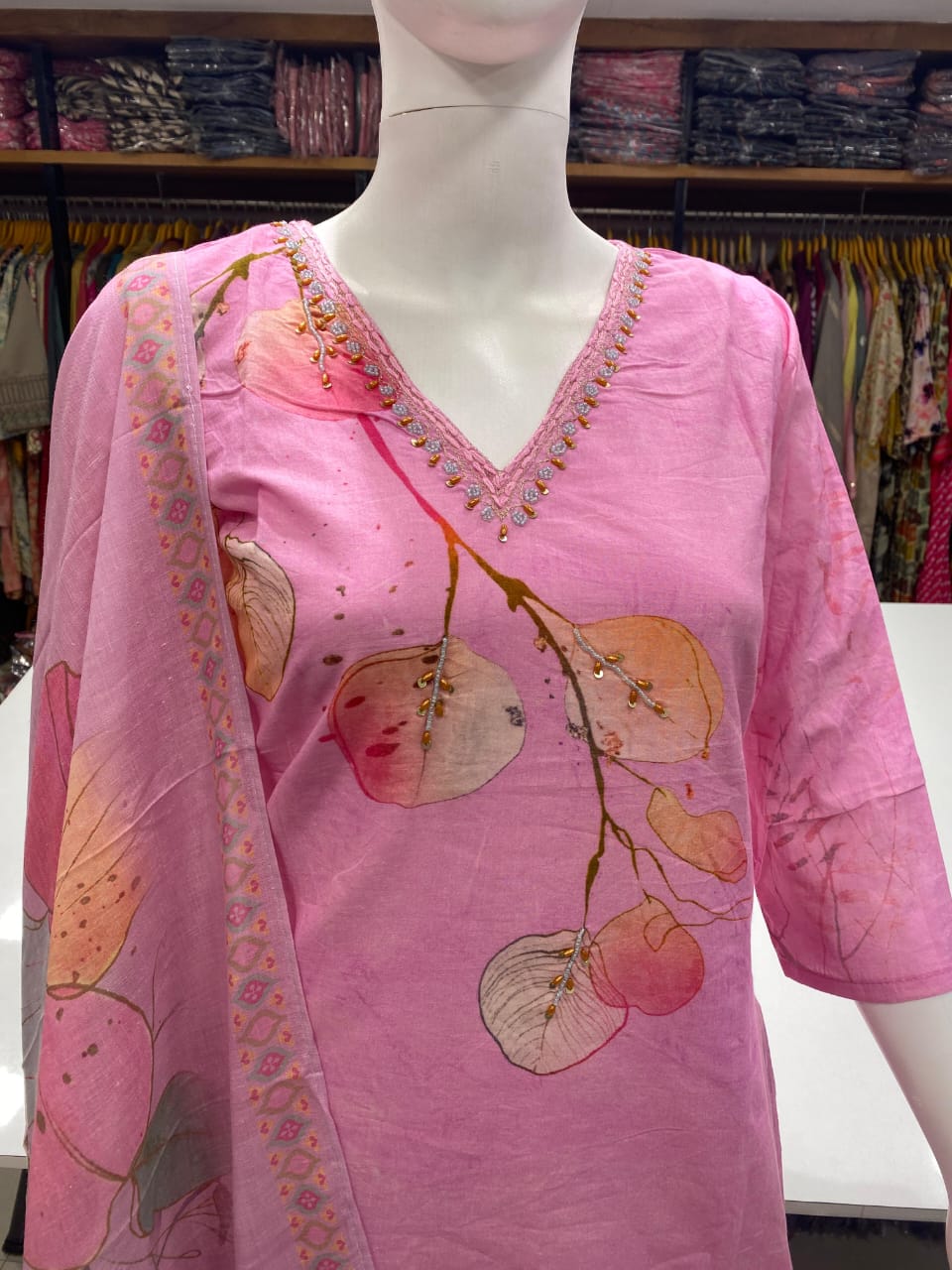 Ladies Readymade Suit in Pure Cambric Cotton Print