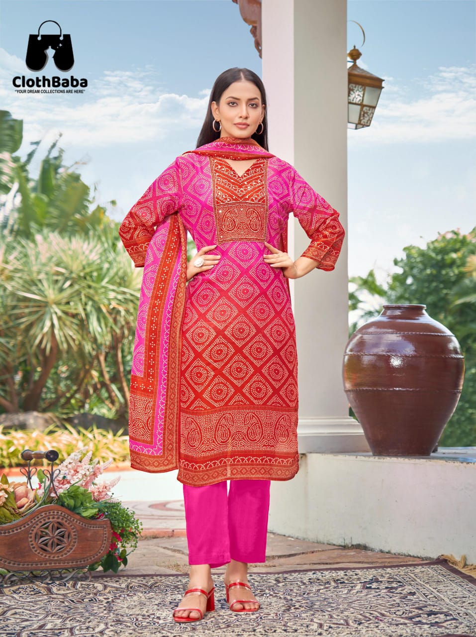 Shimmer Readymade Suit with Handwork 