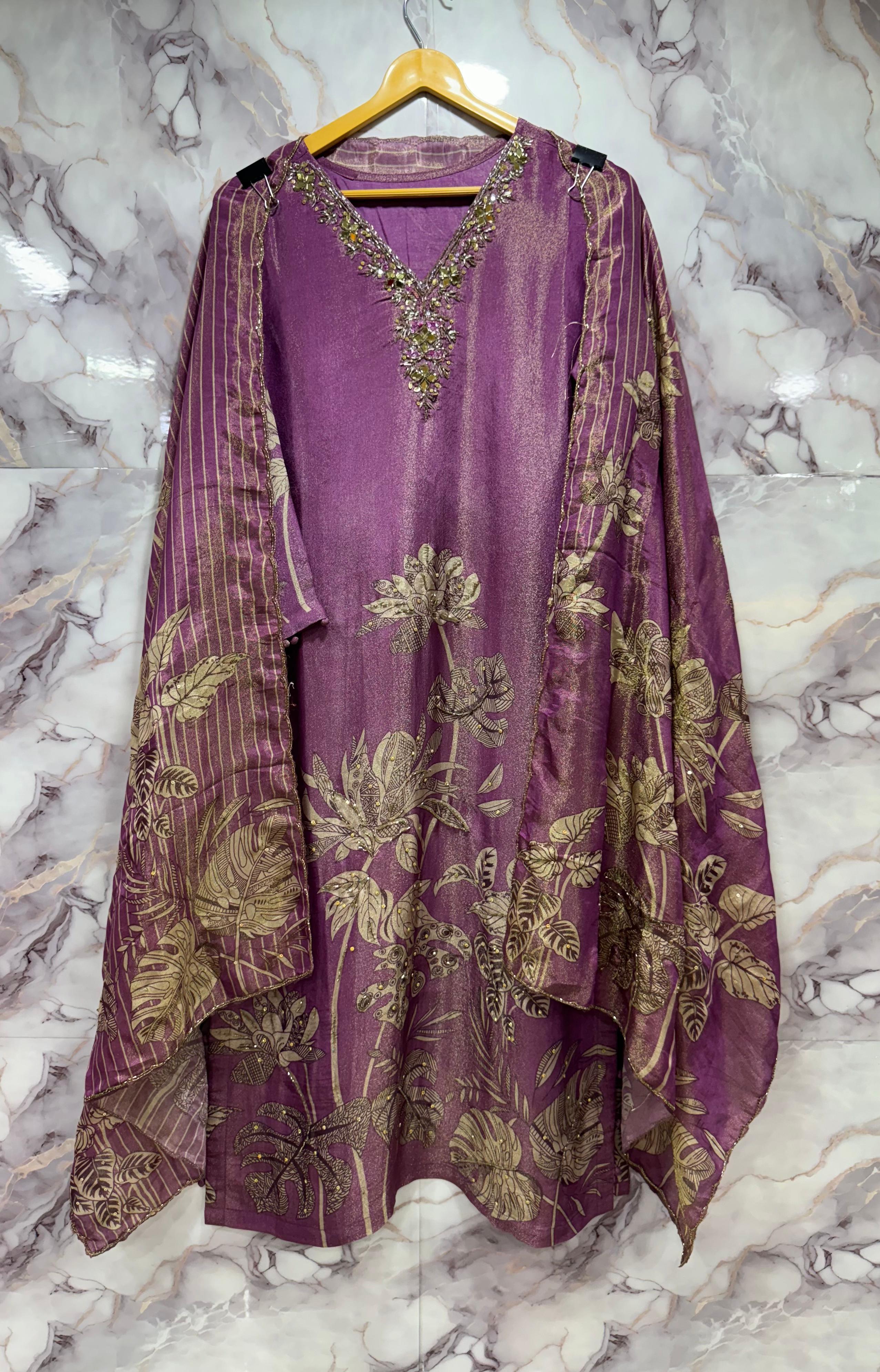  Elegant Pure Shimar Suit Set with Handwork & Santoon Bottom