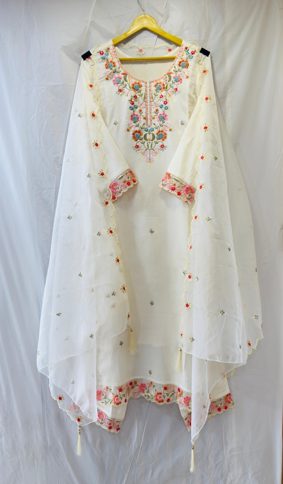  Luxurious Pure Dola Silk Kurti with Embroidery & Handwork