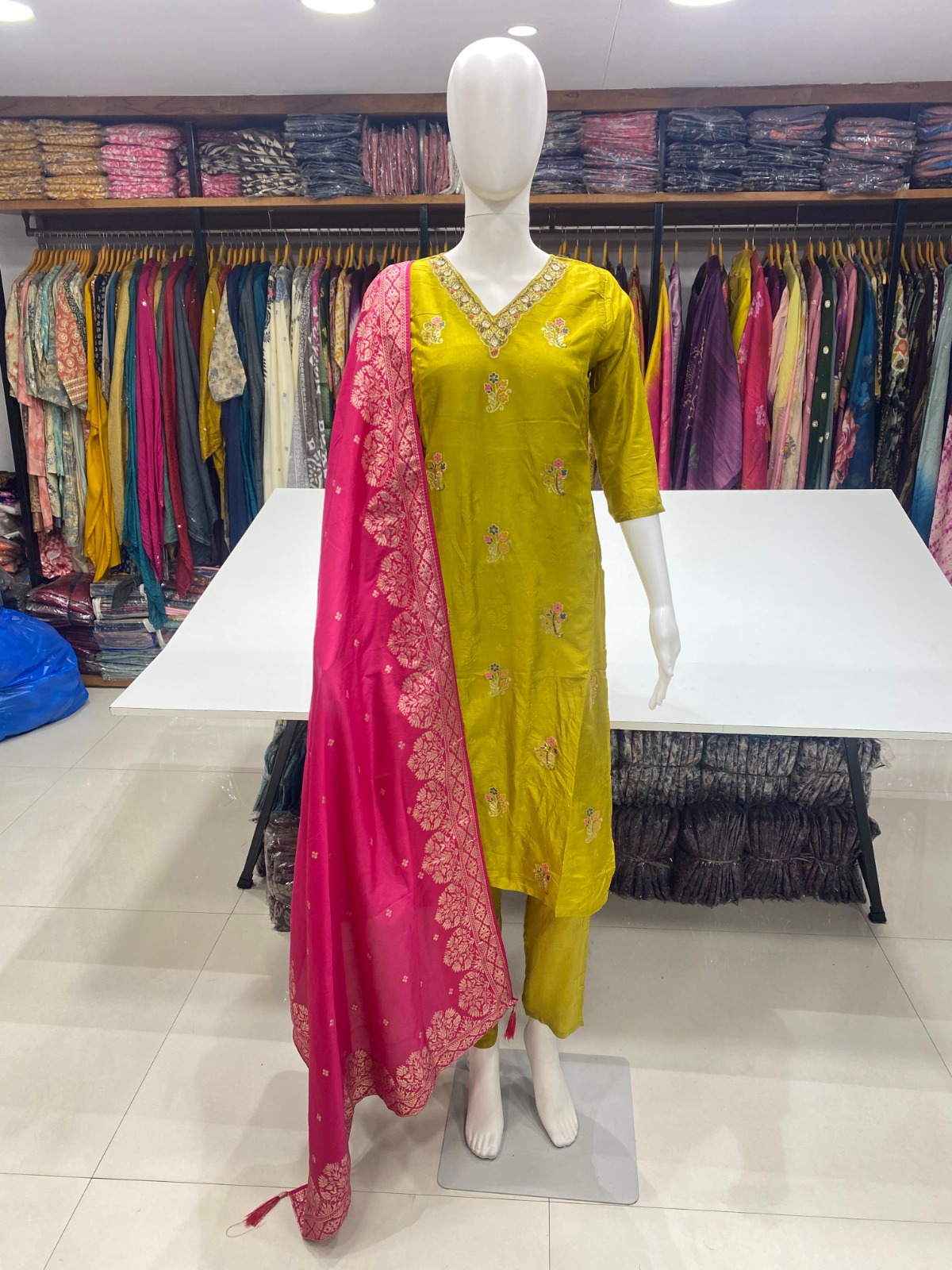 Elegant Dola Silk Kurti with Handwork & Embroidery