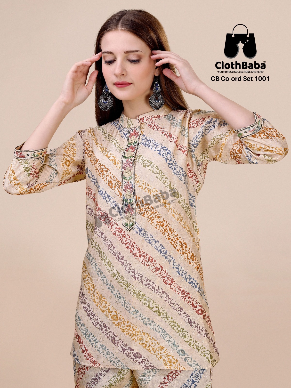 Readymade Co-ord set in Modal Viscose with Foil Touch-Up & Khatli Work