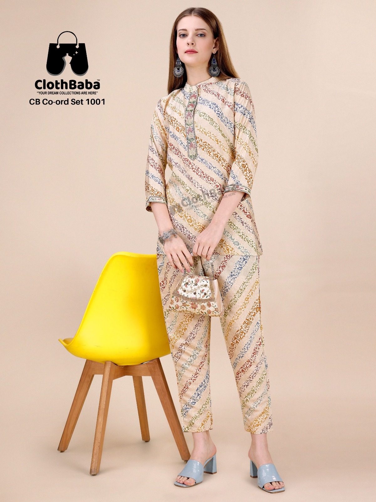 Readymade Co-ord set in Modal Viscose with Foil Touch-Up & Khatli Work