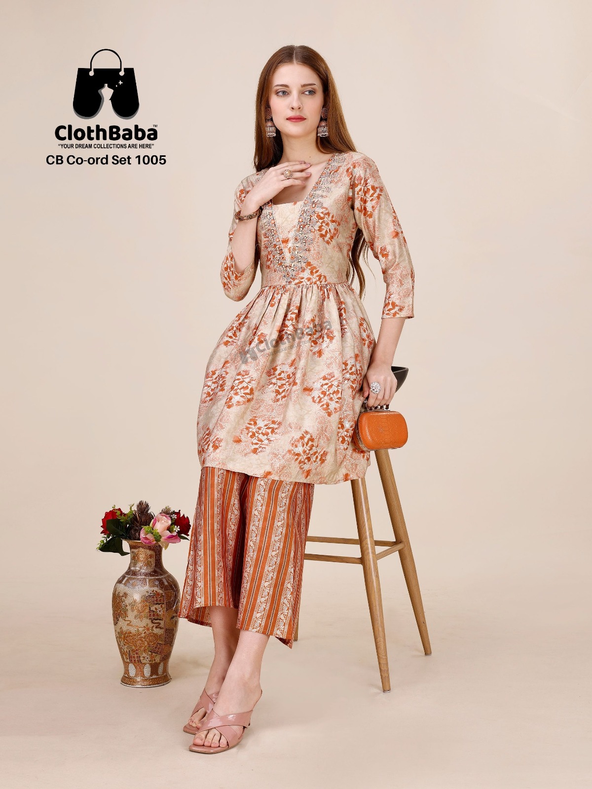 Modal Viscose Co-ord ste with Foil Touch-Up & Real Mirror Work