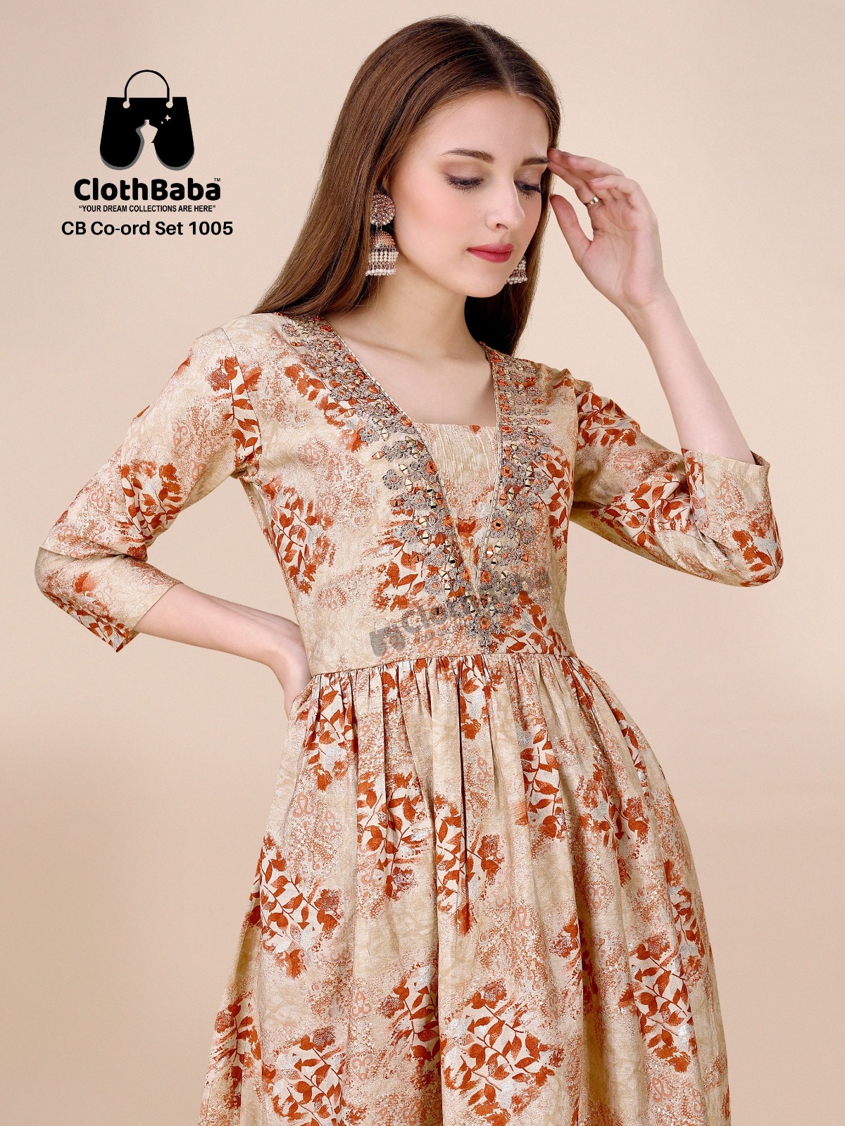 Modal Viscose Co-ord ste with Foil Touch-Up & Real Mirror Work