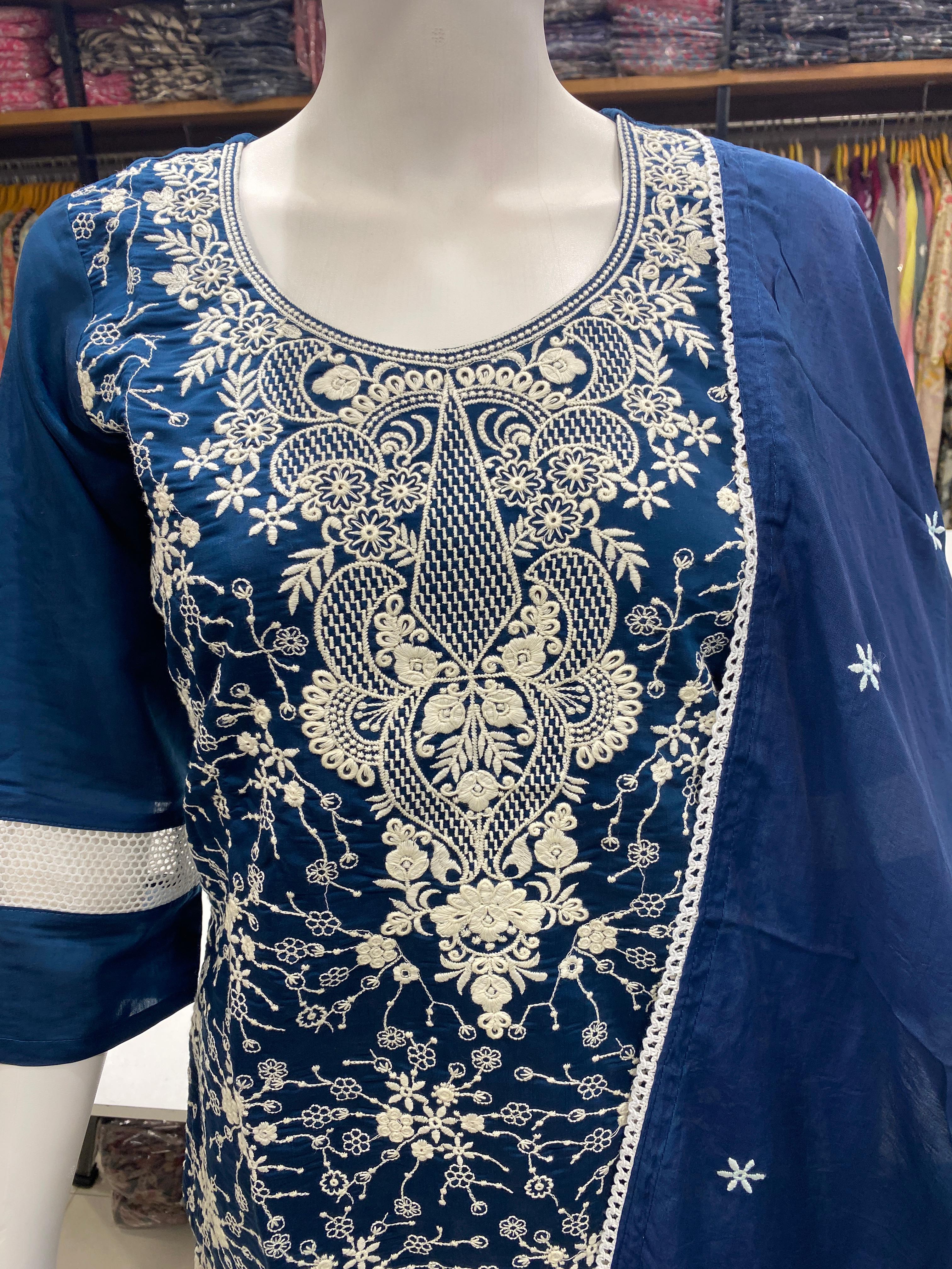 Elegant White Thread Work Shara Suit 