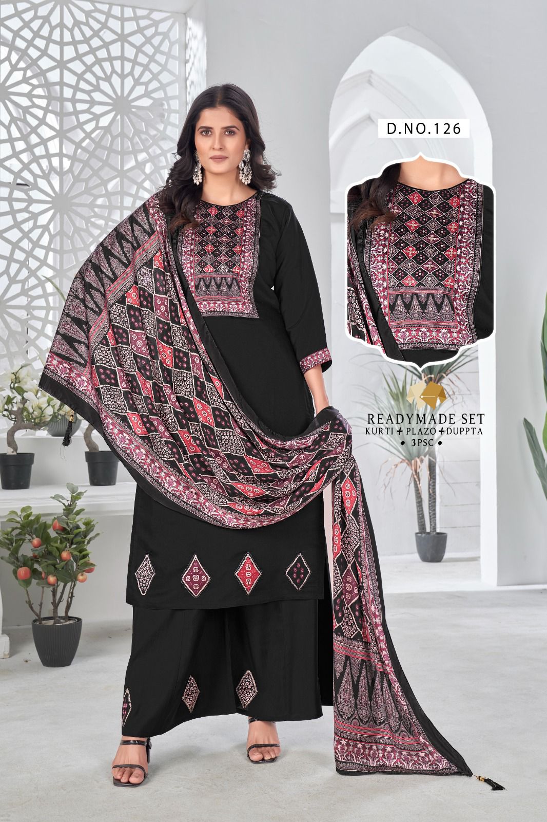 Roman Silk Top with Handwork, Gajji Silk Digital Dupatta 