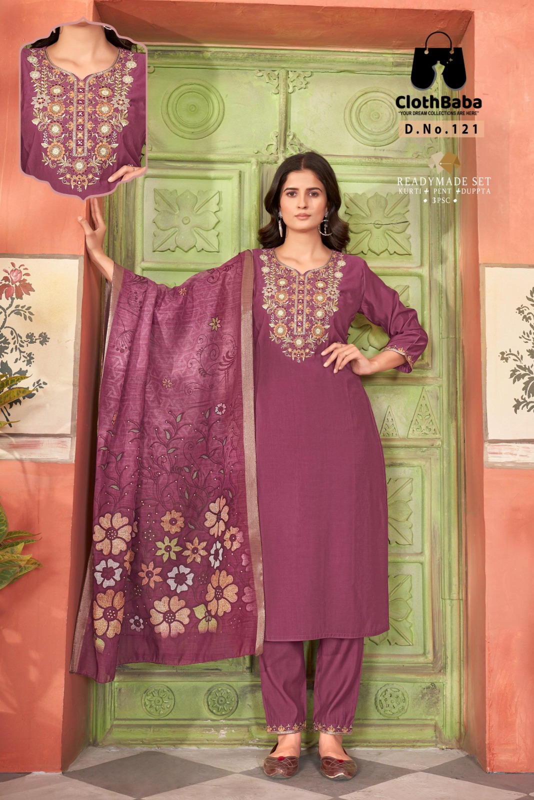  Roman Silk Top with Coding & Handwork, Digital Printed Dupatta