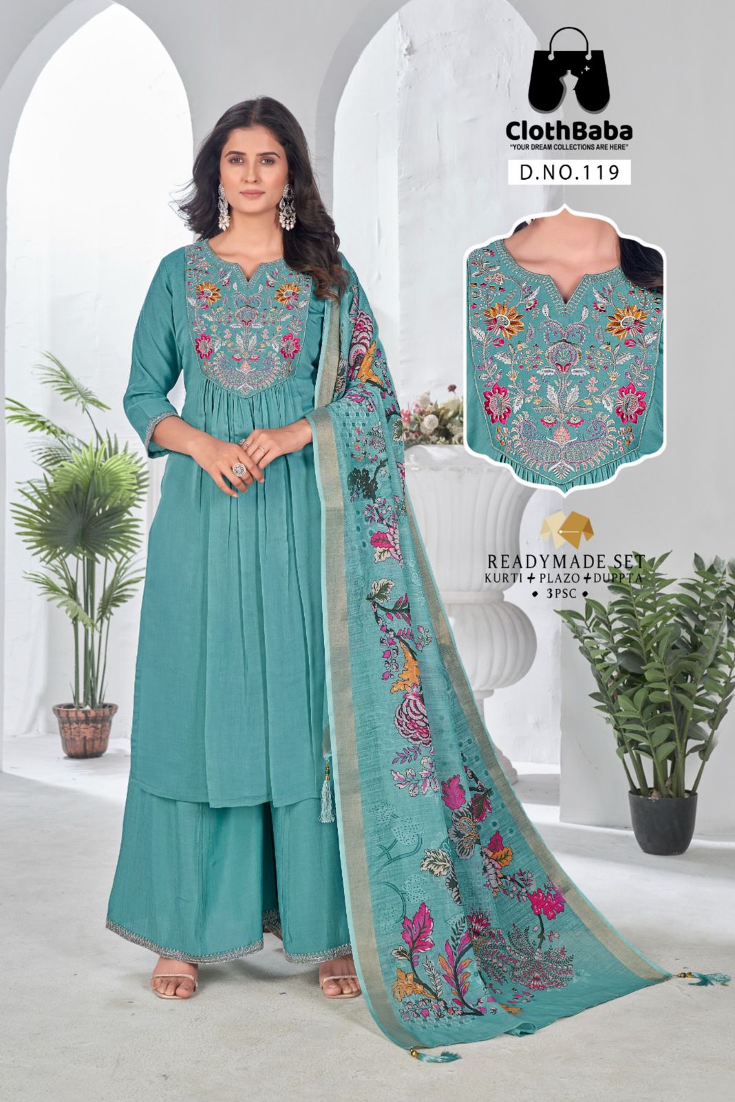 Roman Silk Top with Cotton Inner, Coding & Handwork, Digital Printed Dupatta 