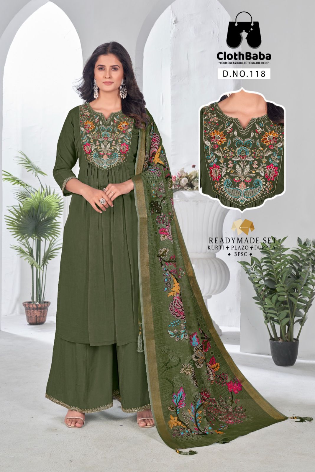 Roman Silk Top with Cotton Inner, Coding & Handwork, Digital Printed Dupatta 