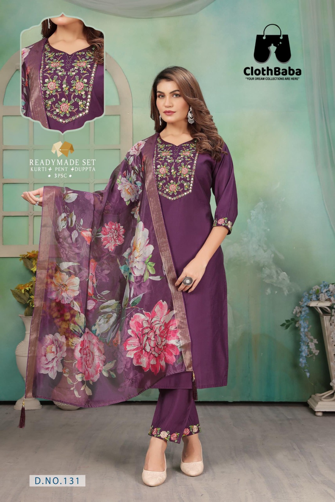 Roman Silk Top with Cotton Inner, Embroidery & Handwork, Organza Digital Printed Dupatta