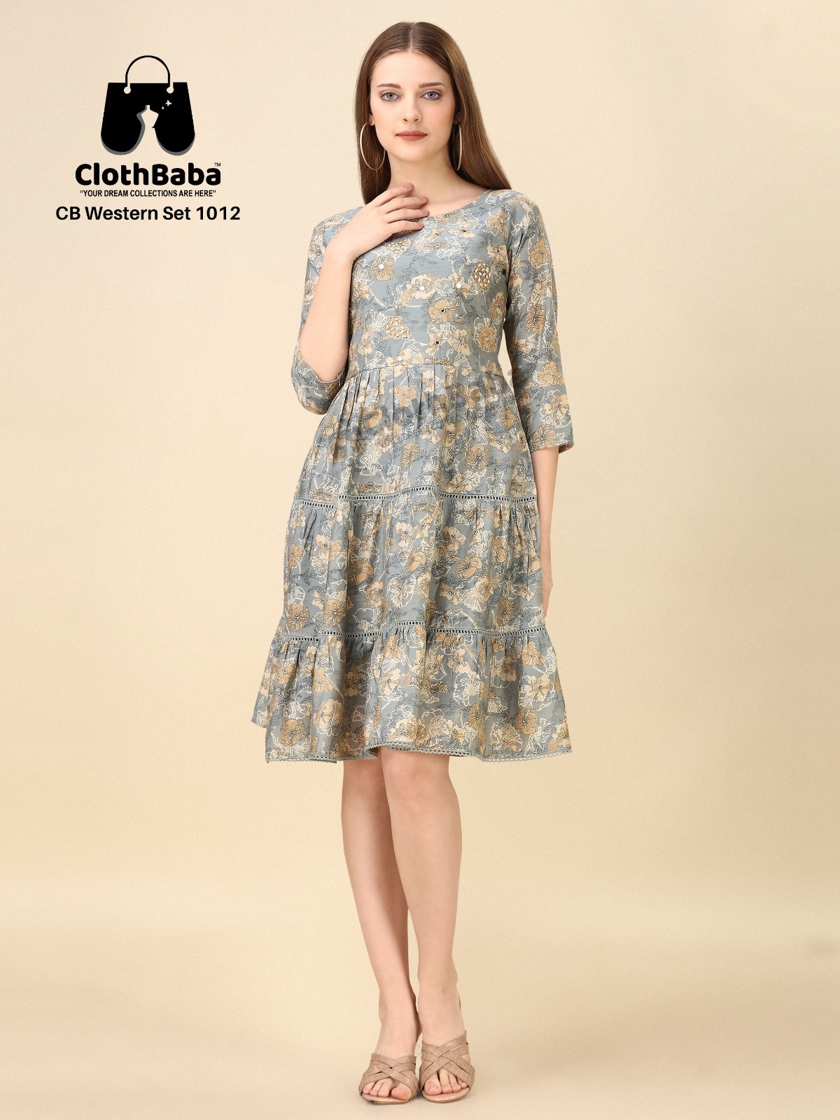Clothbaba CB Western Set 1012 - Modal Viscose with Foil Touch & Handwork