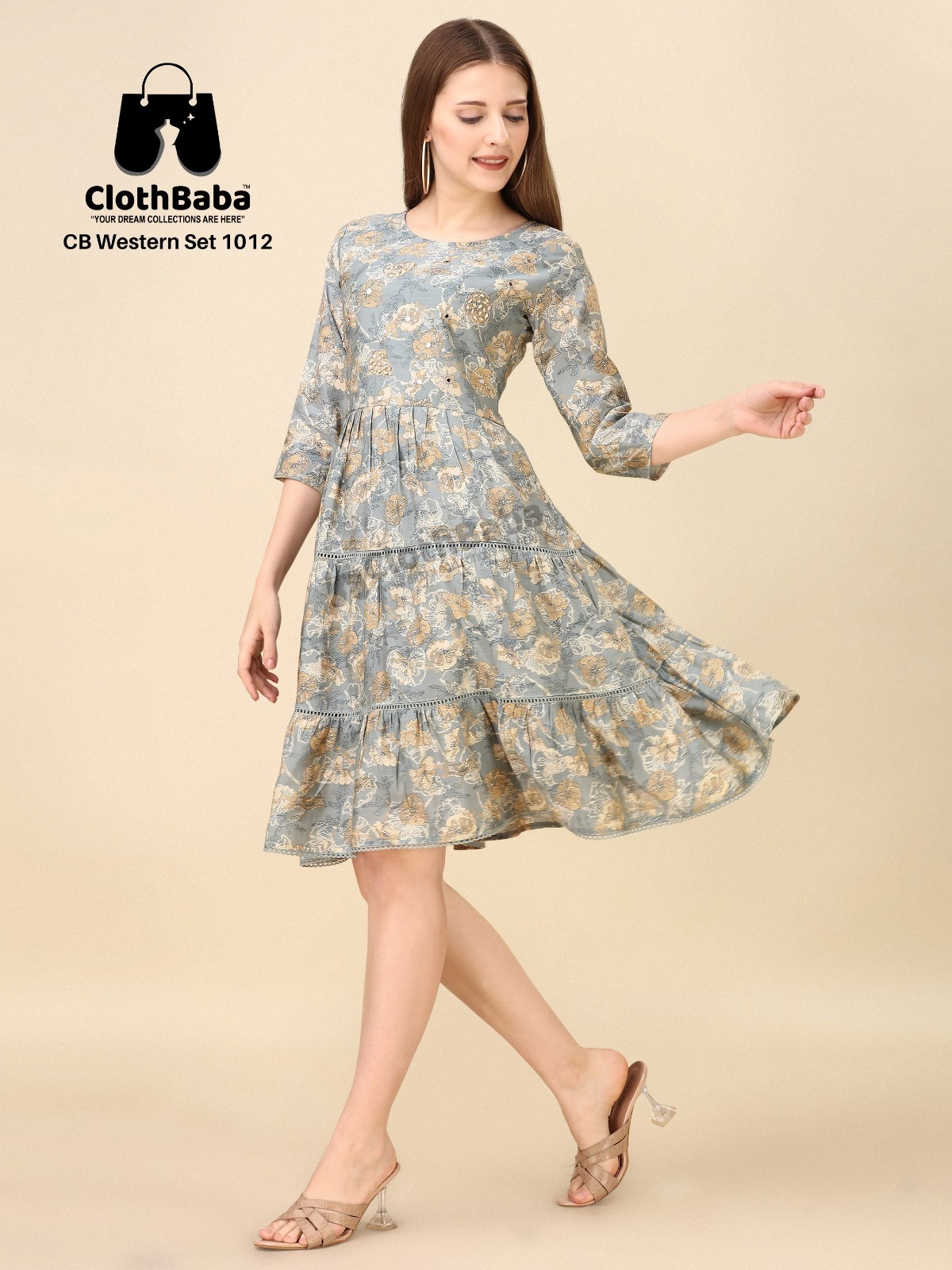 Clothbaba CB Western Set 1012 - Modal Viscose with Foil Touch & Handwork