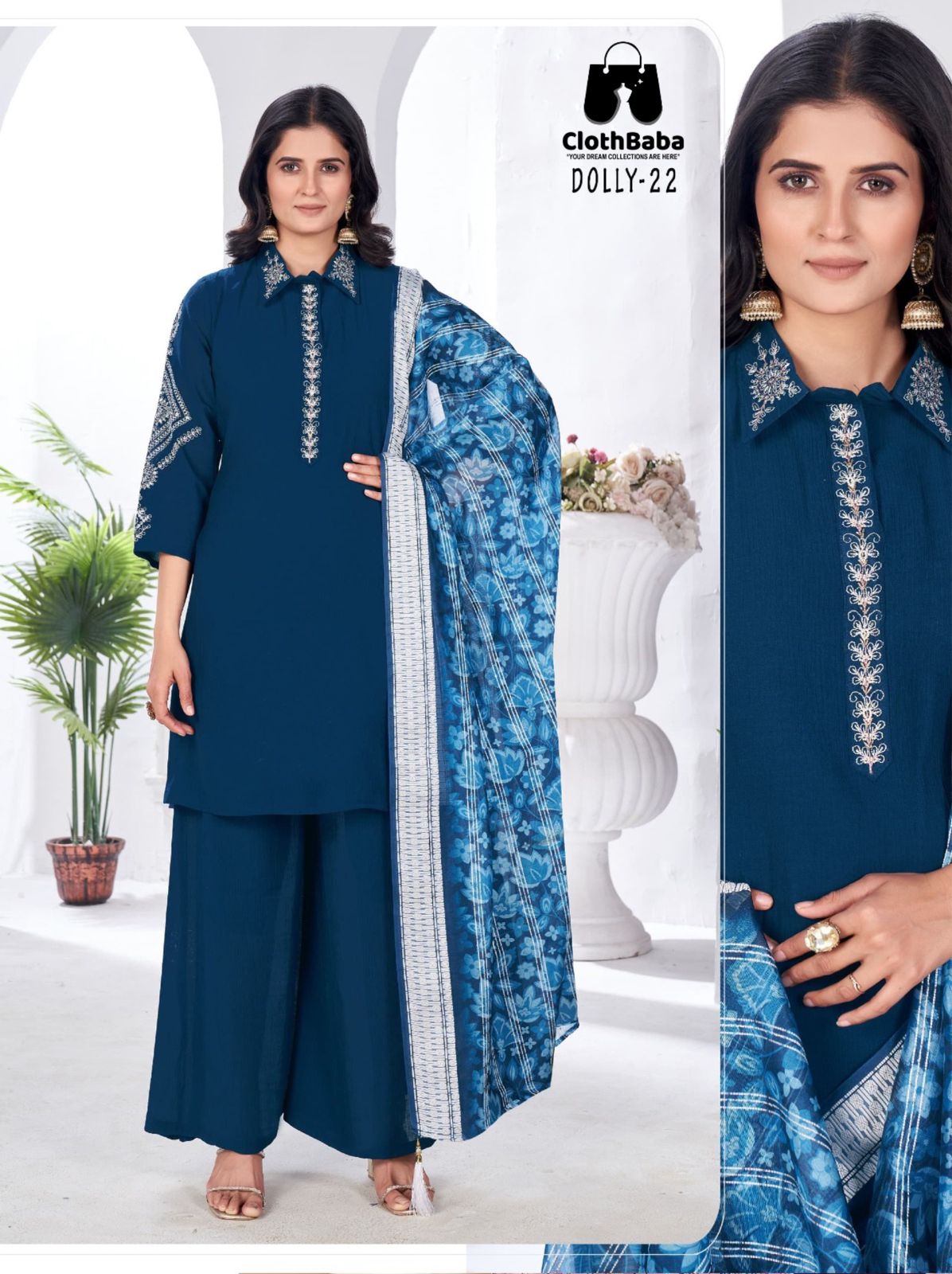 Vertican Hand Embroidered Suit Set with Digital Printed Dupatta