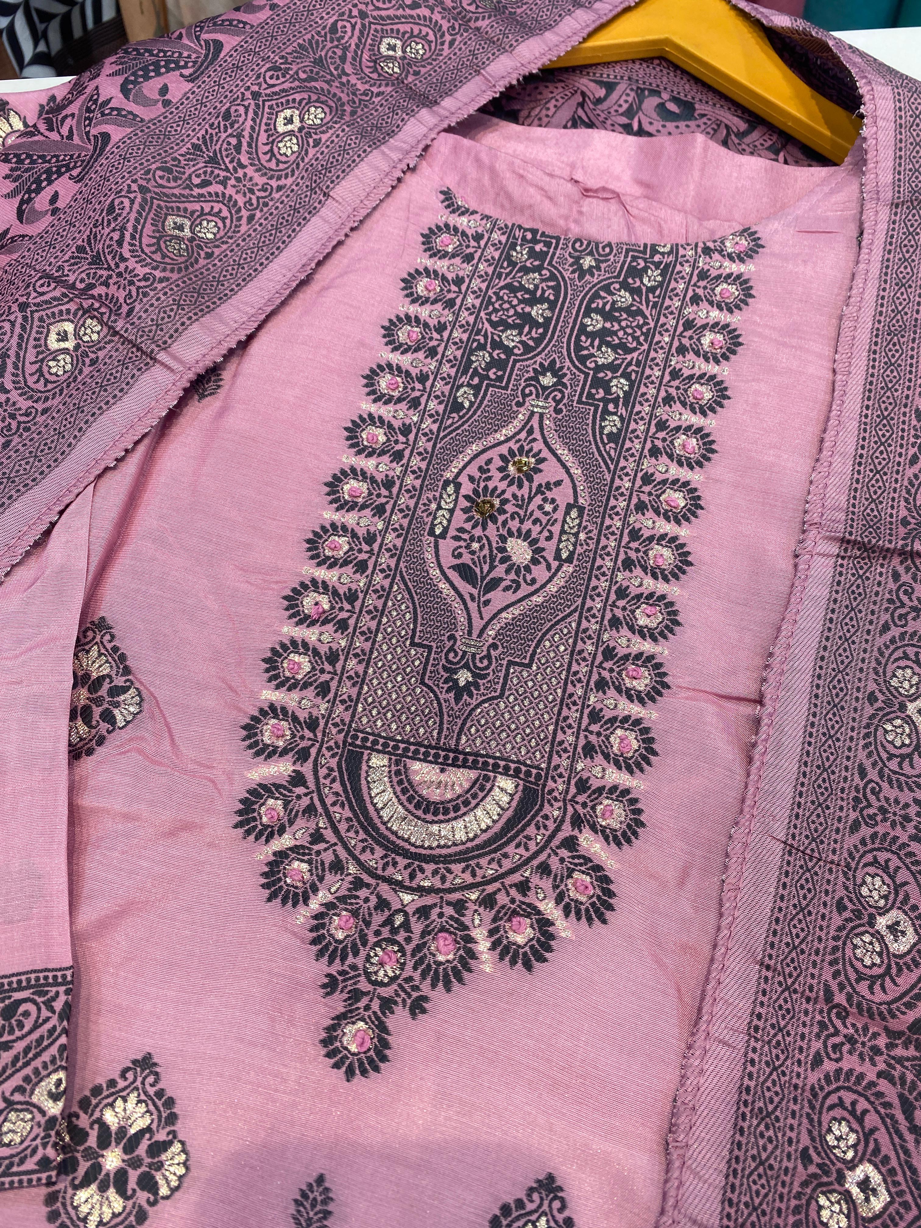 Pure Muslin Jequred Readymade Suit 