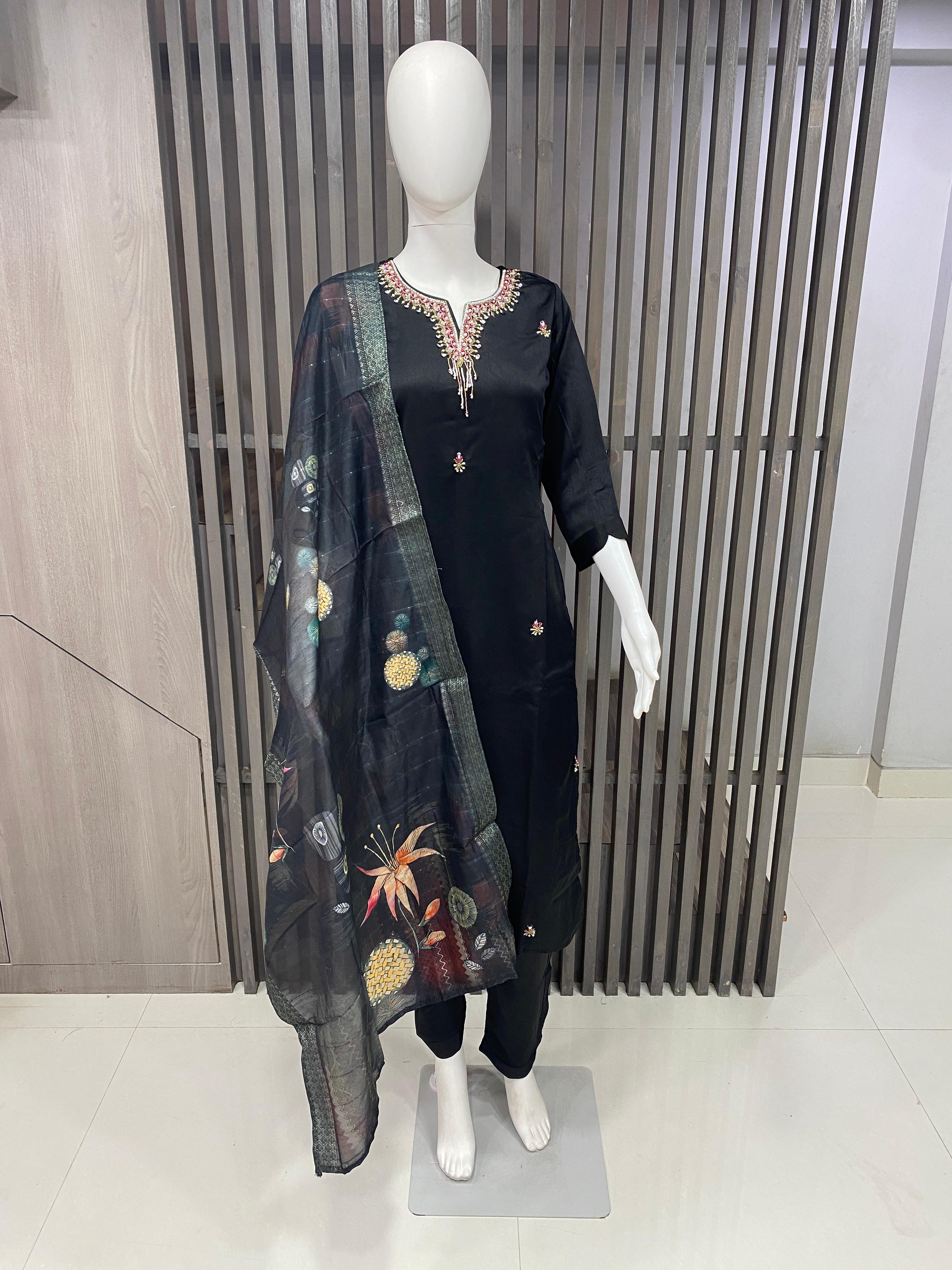 Luxurious Velvet Readymade Suit with Handwork