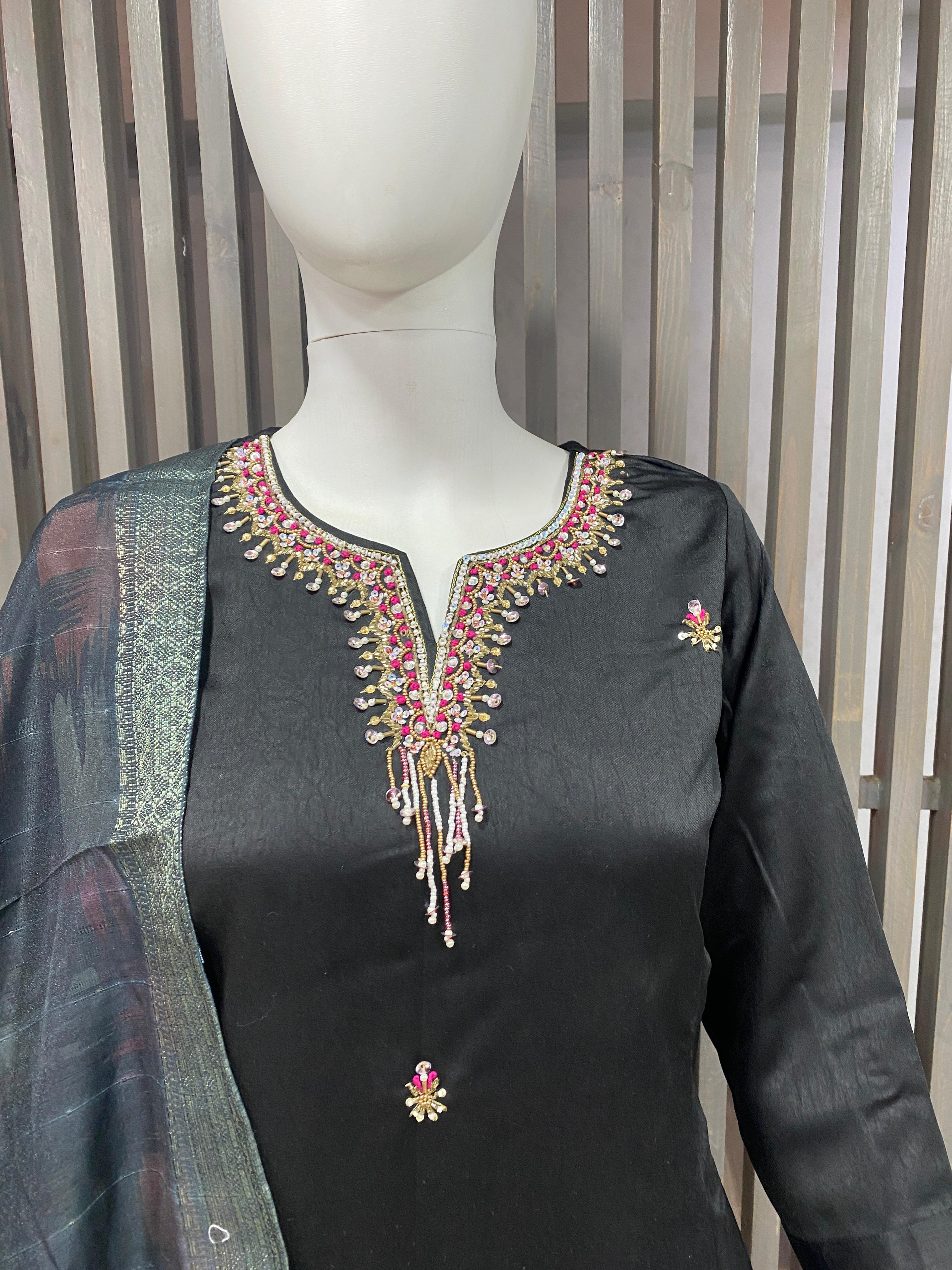 Luxurious Velvet Readymade Suit with Handwork