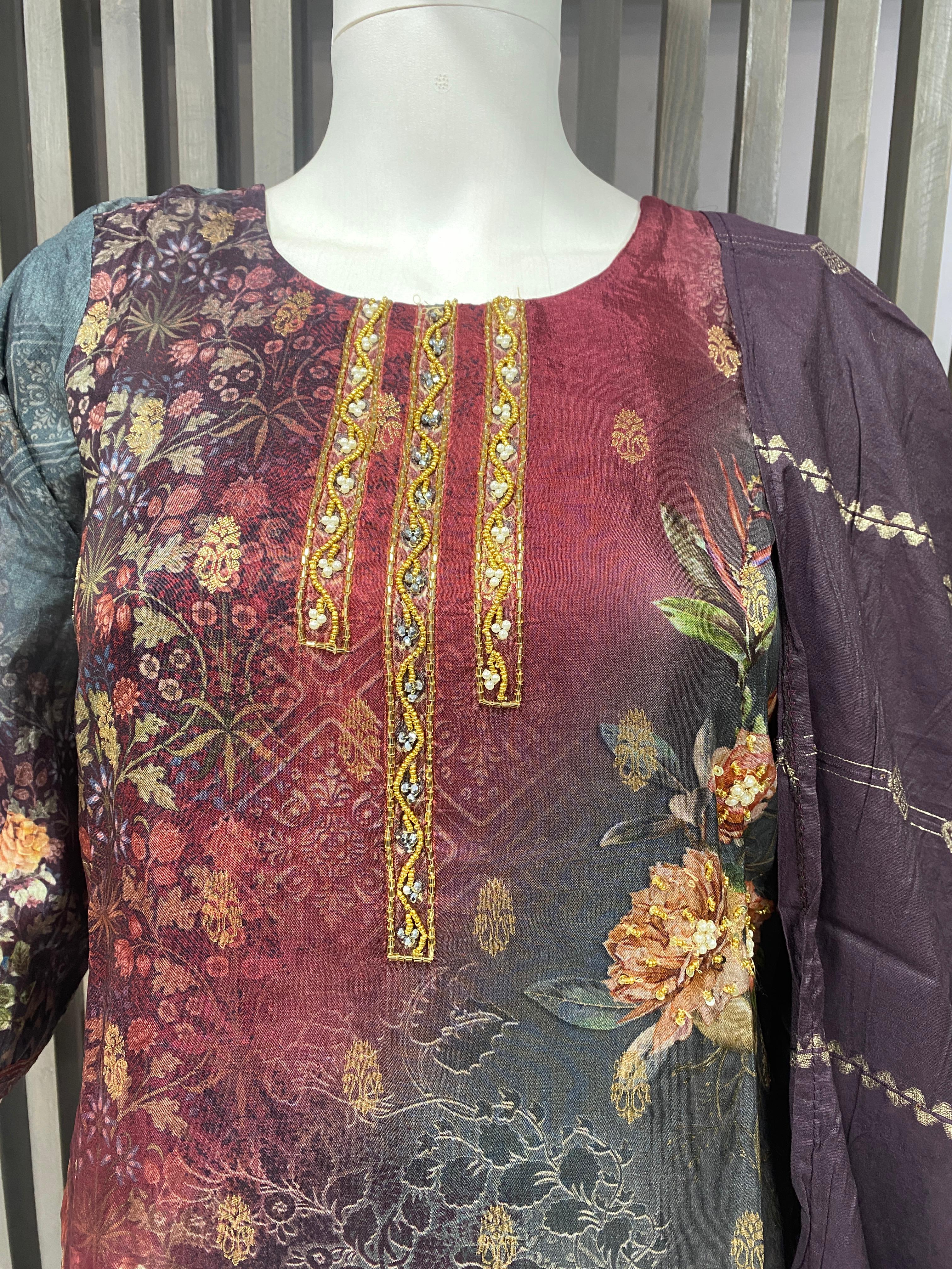 Elegant Russian Jeqcard Readymade Suit with Handwork & Jeqcard Dupatta