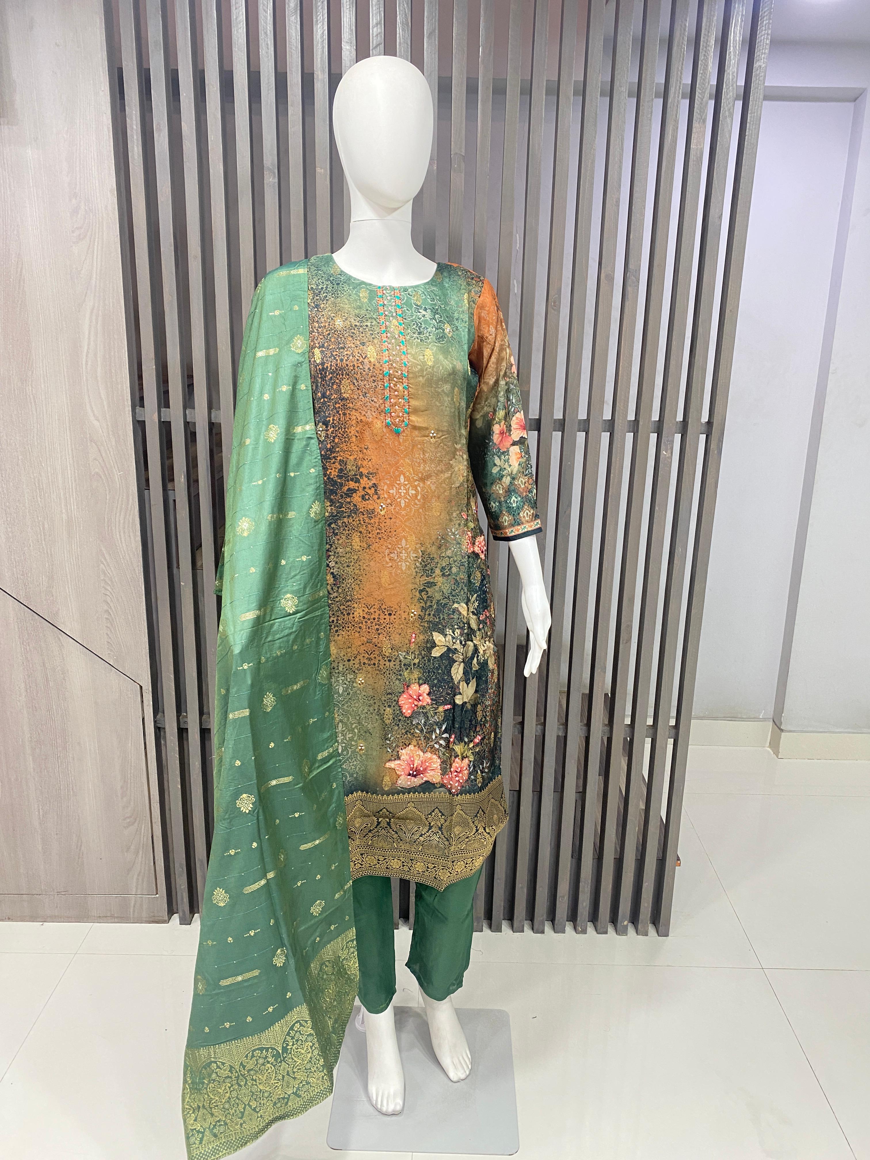 Premium Russian Jeqcard Readymade Suit with Handwork & Jeqcard Dupatta