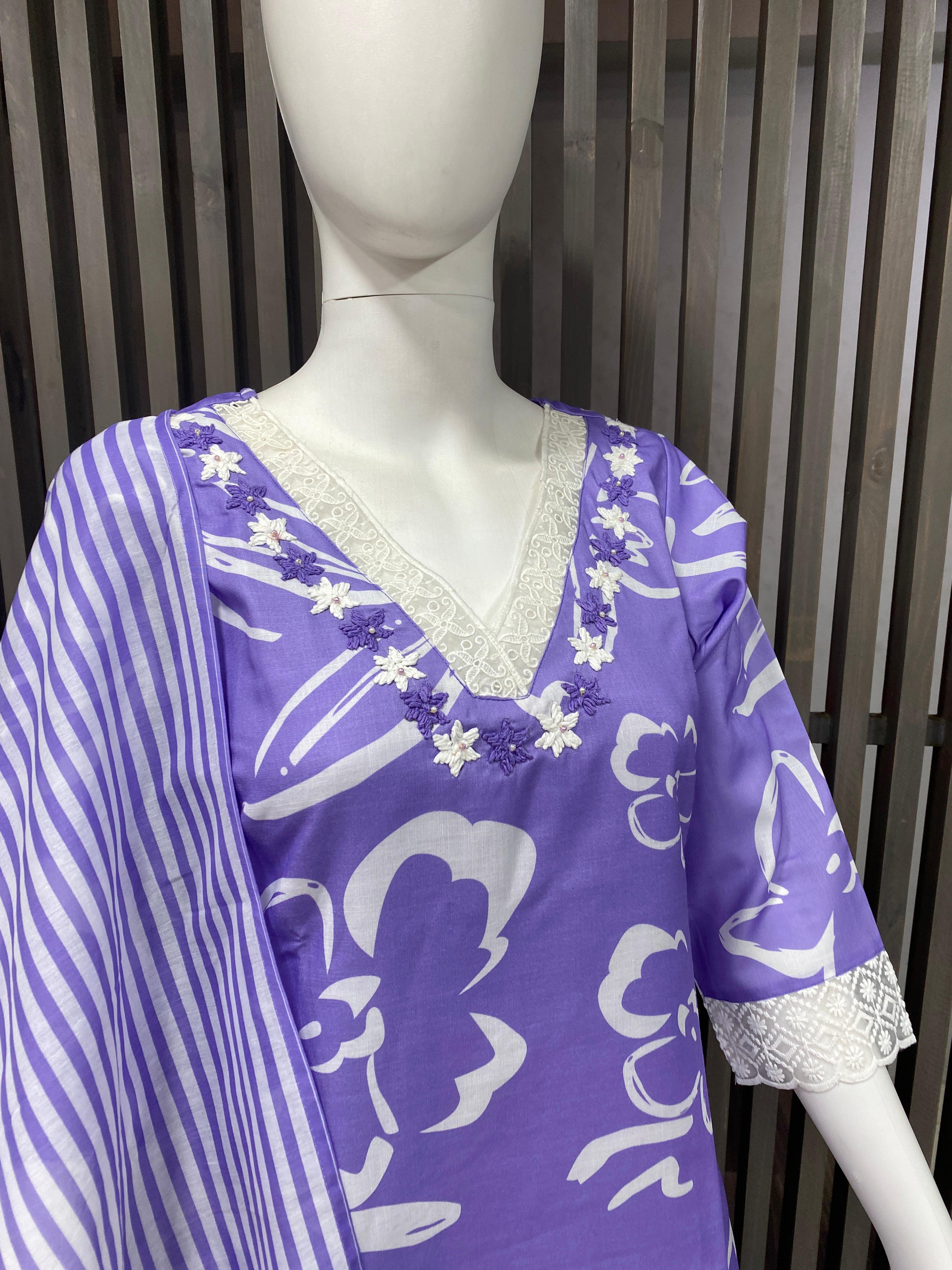 Elegant Magic Cotton Readymade Suit with Handwork & Mal Cotton Dupatta
