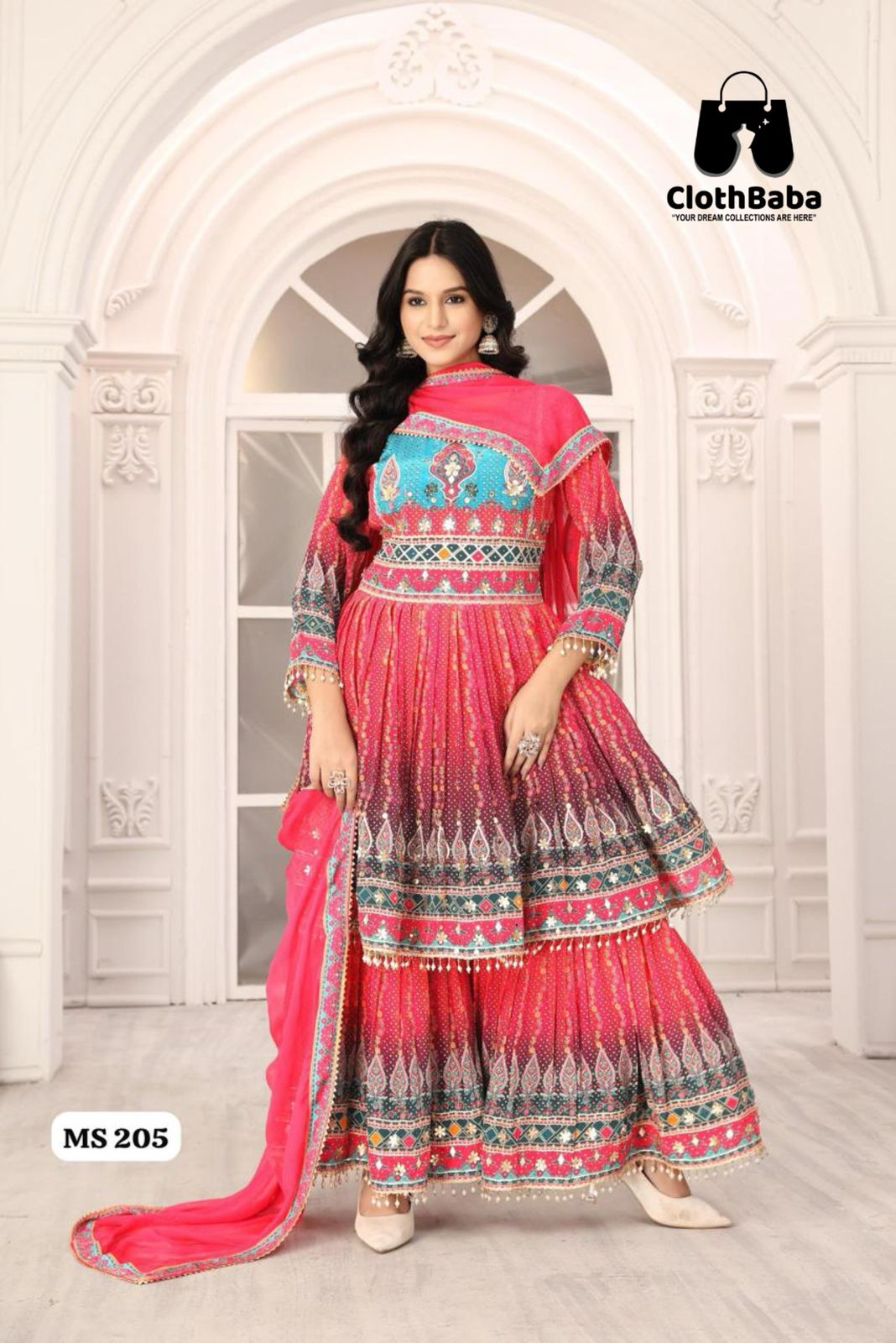 Premium Pure Crepe Readymade Suit with Pure Najneen Pant & Cotton Inner