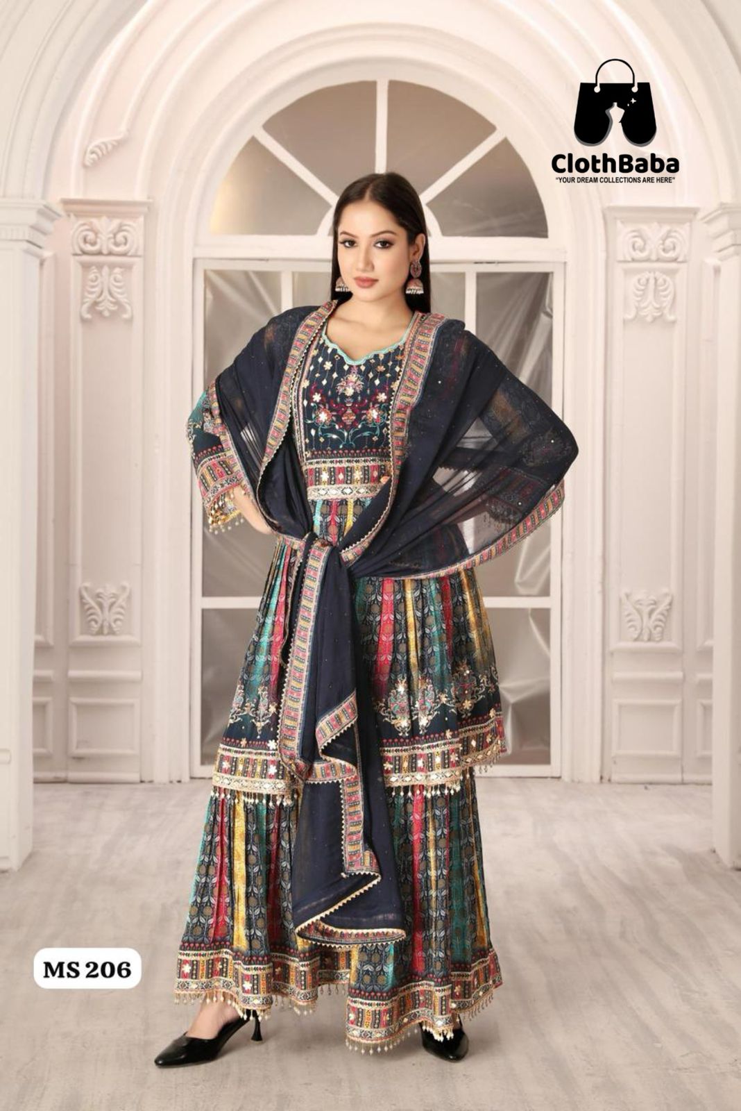 Pure Crepe Readymade Suit with Najneen Pant & Cotton Inner