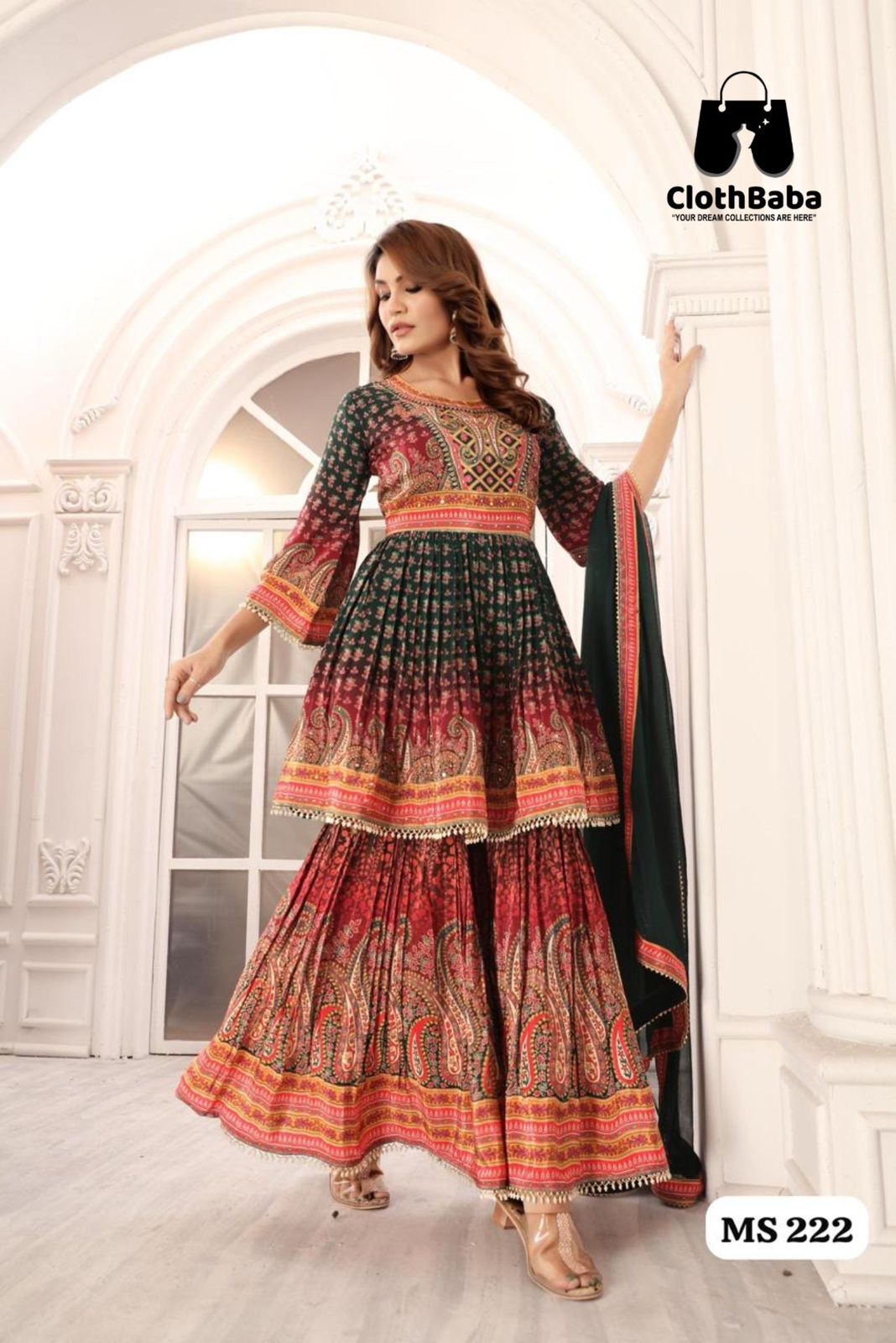 Wholesale Ladies Suit – Pure Crepe Fabric with Najneen Pant & Dupatta
