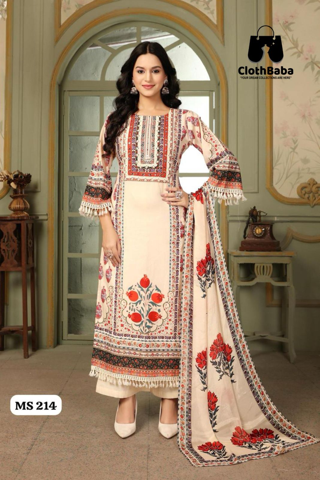 Cambric Cotton Readymade Suit for Women