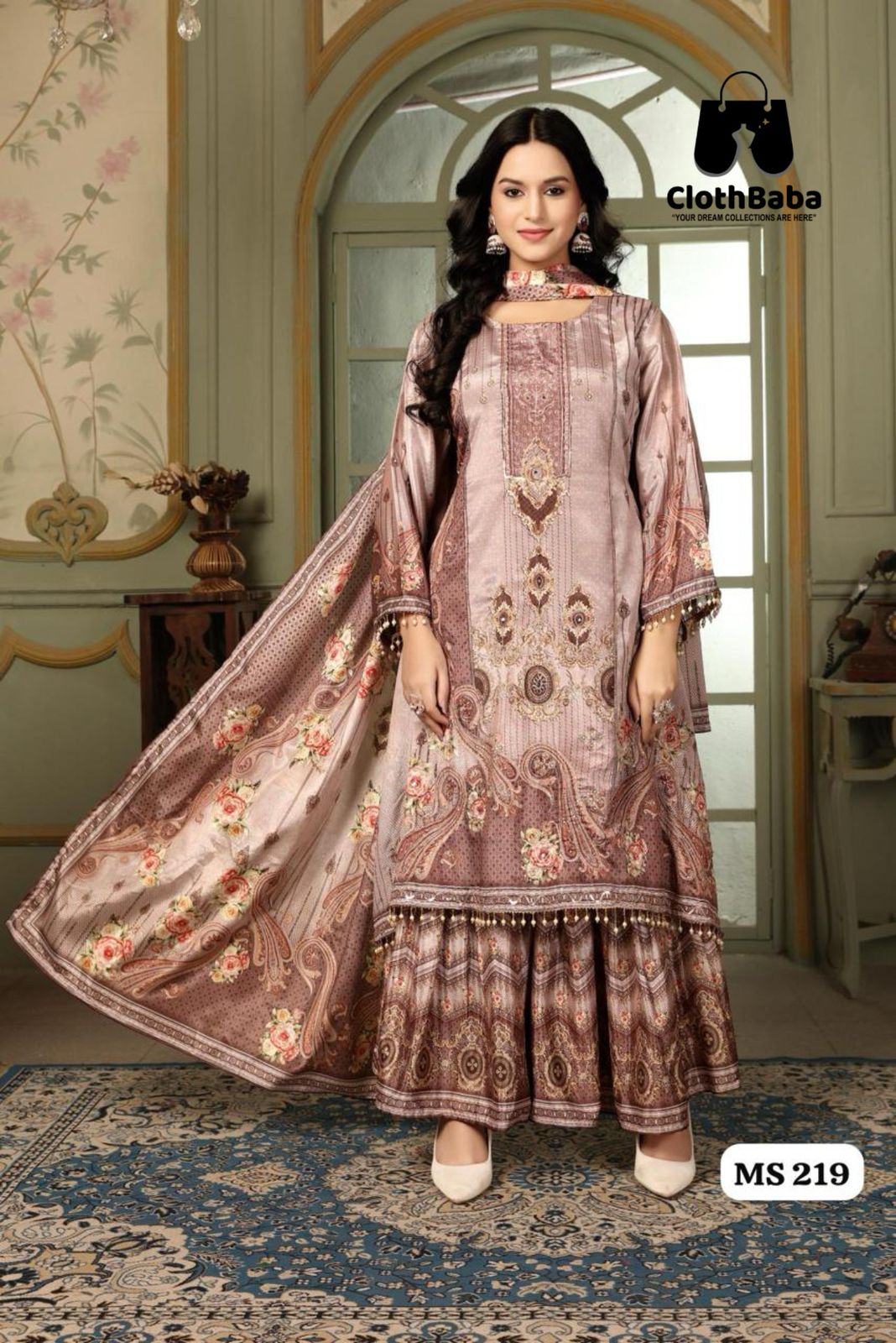 Pure Crepe Readymade Suit with Cotton Inner