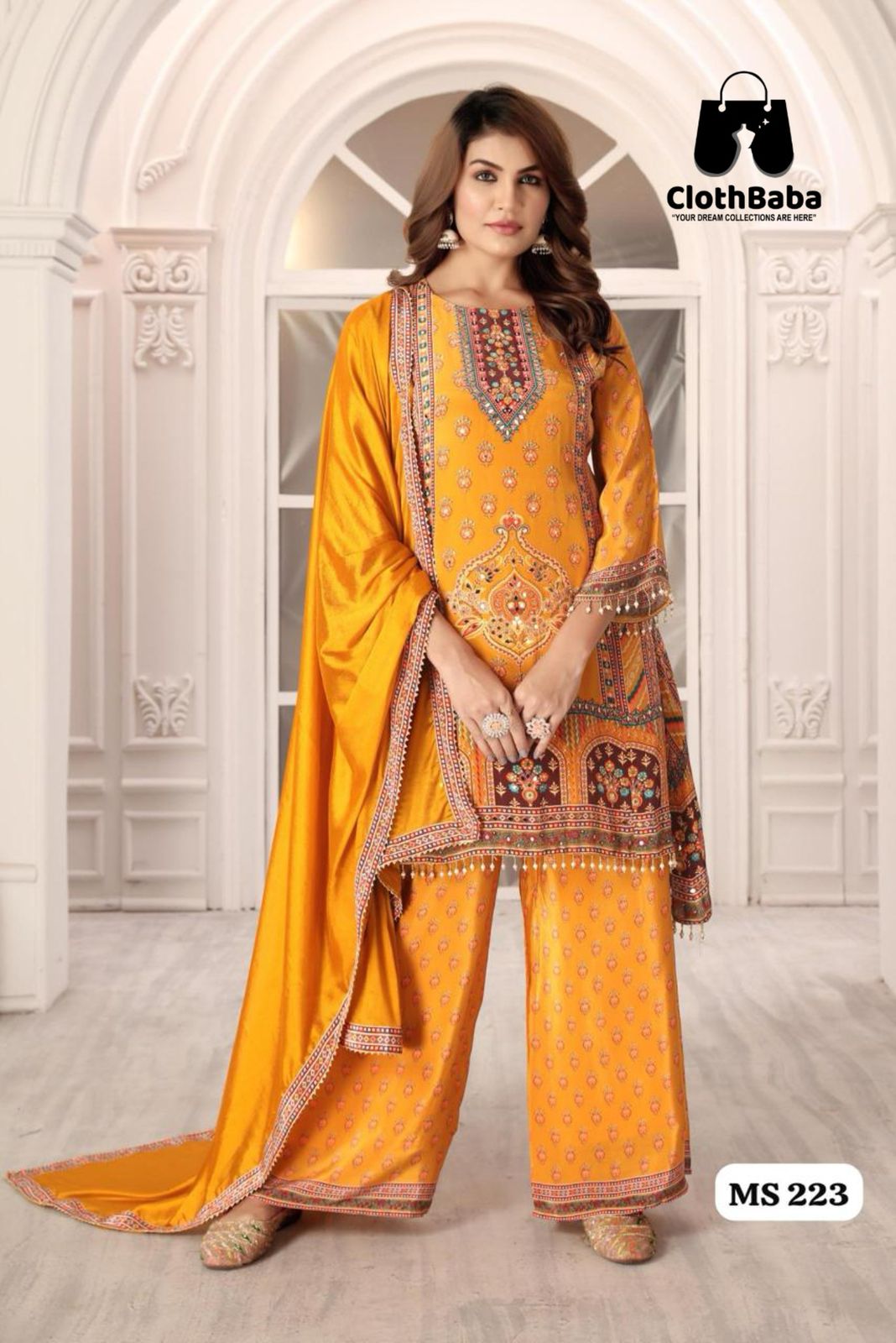 Pure Crepe Readymade Suit with Cotton Inner