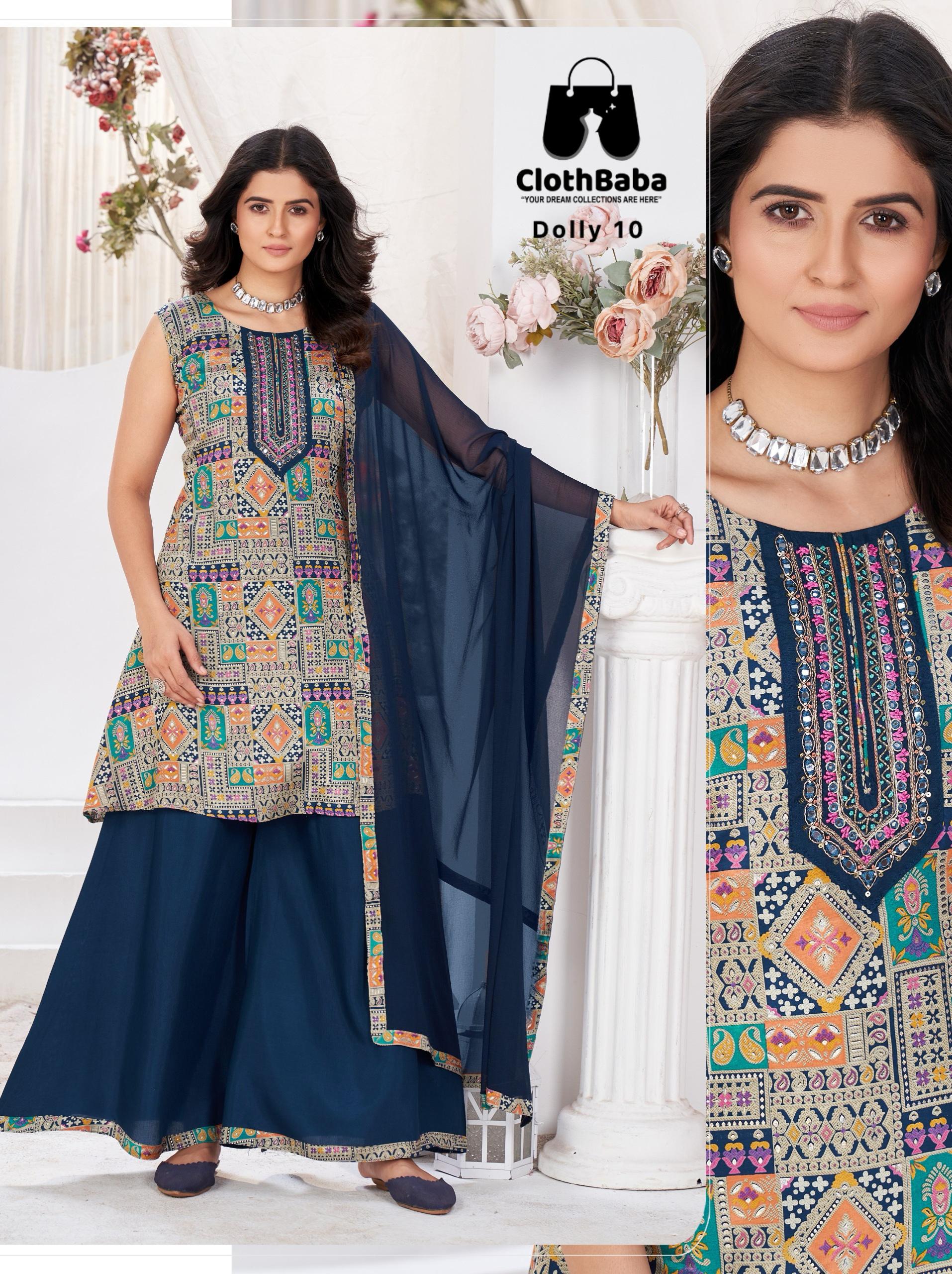  Natural Crepe Printed Readymade Suit with Handwork 