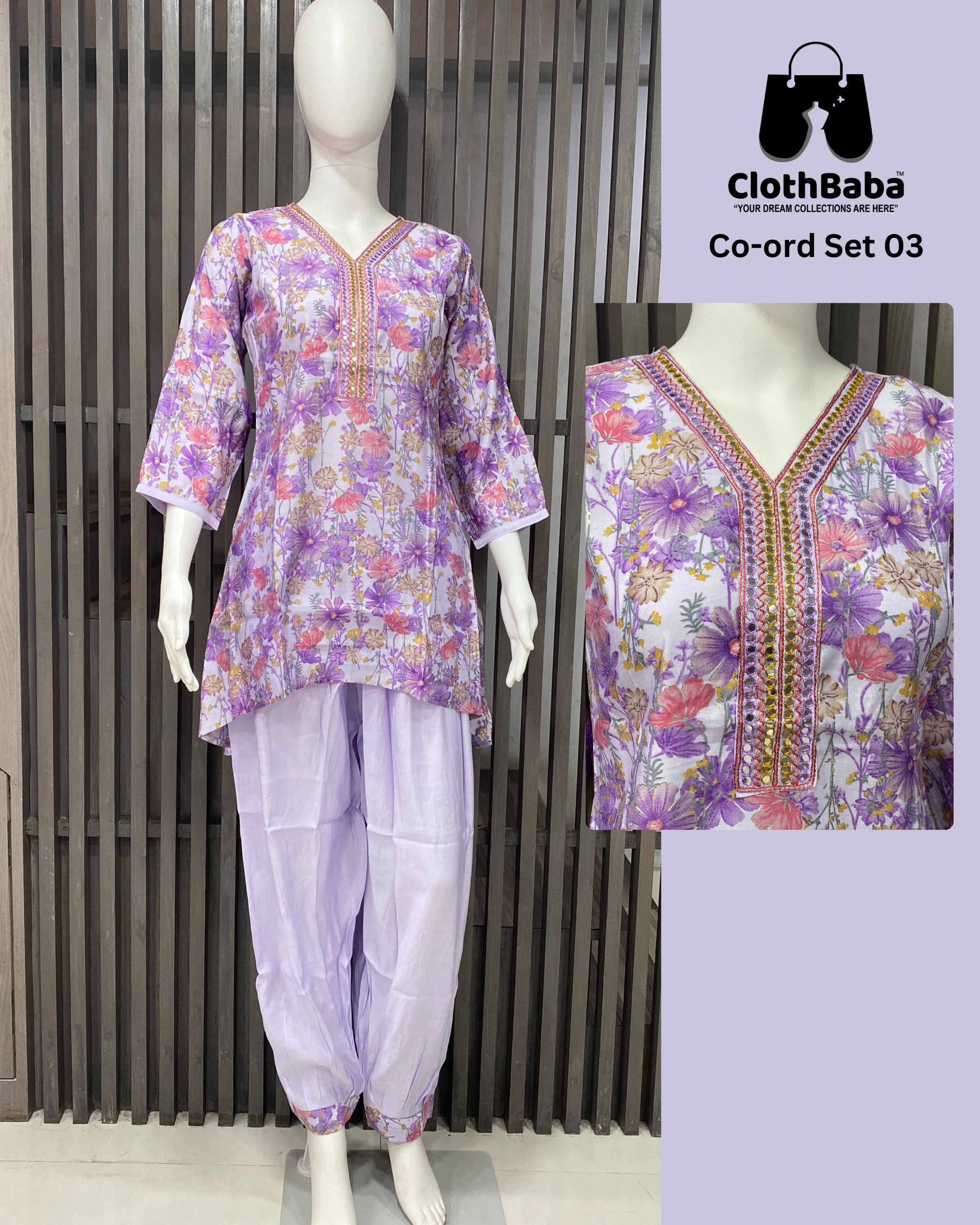 Elegant Modal Print Readymade Suit with Hand Embroidery