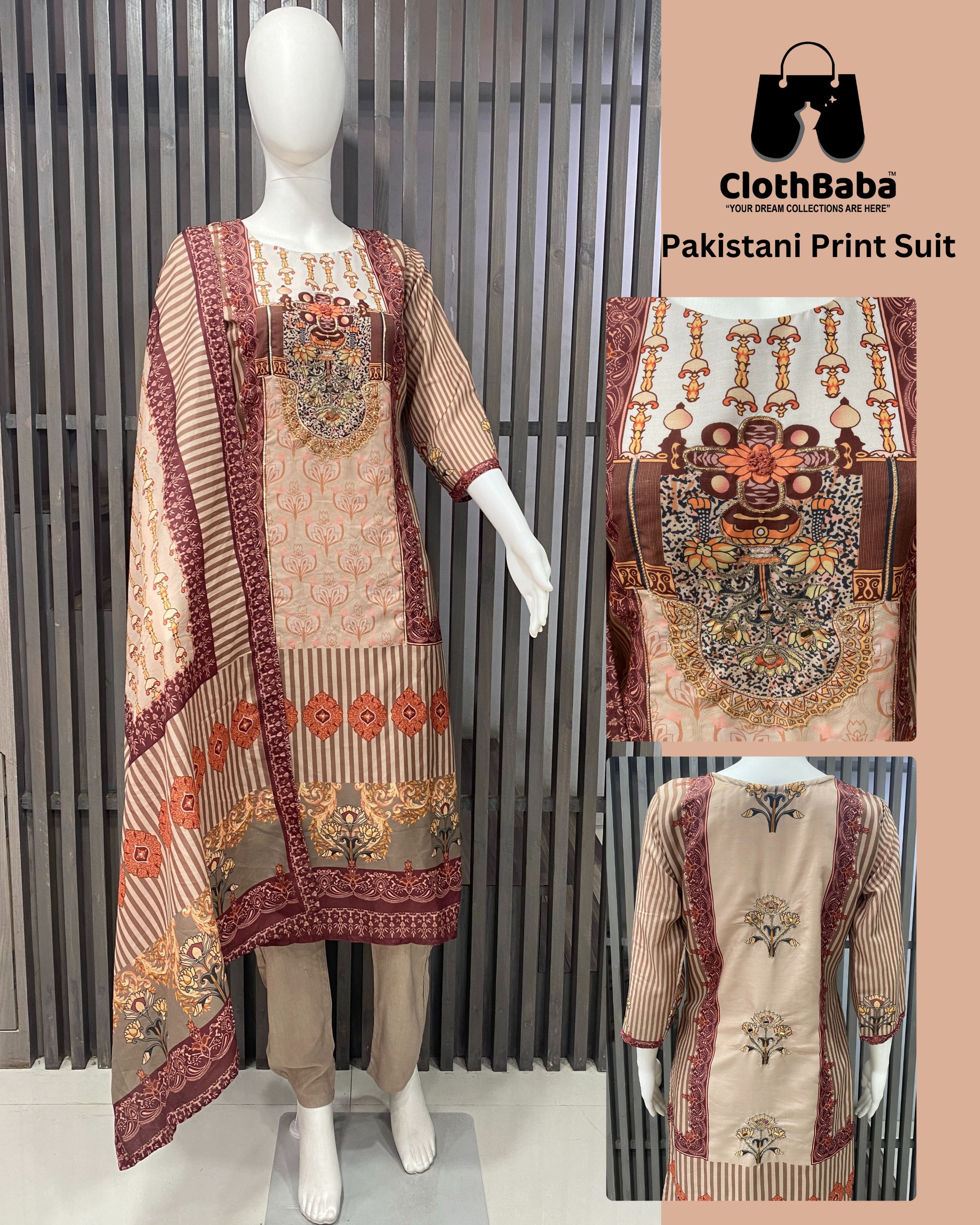 Elegant Poly Muslin Readymade Suit with Machine Work