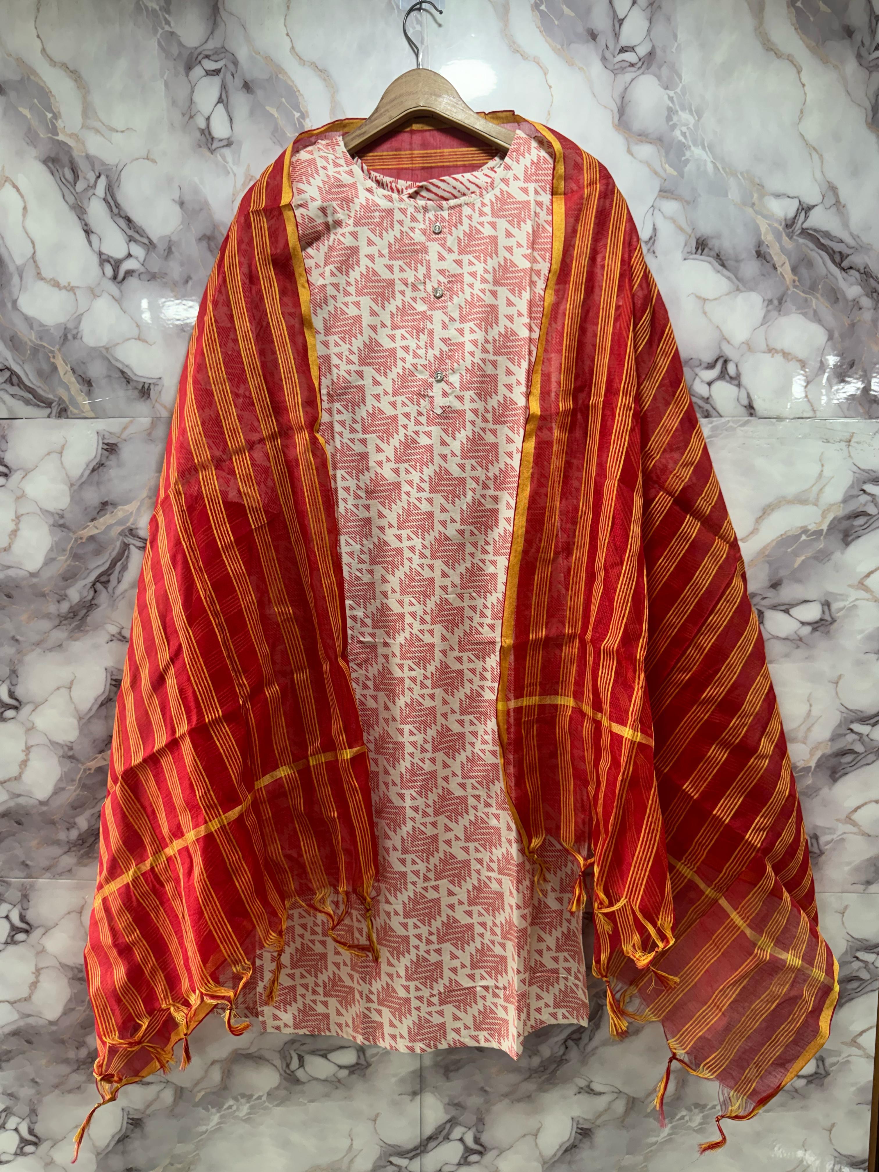 Cotton Weaving & Print Readymade Suit