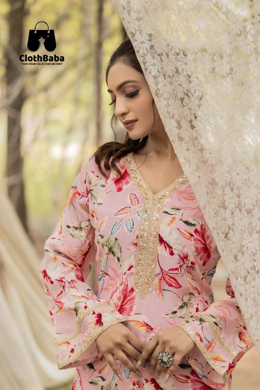 Trendy Pure Natural Crepe Readymade Co-ord set with Plazzo