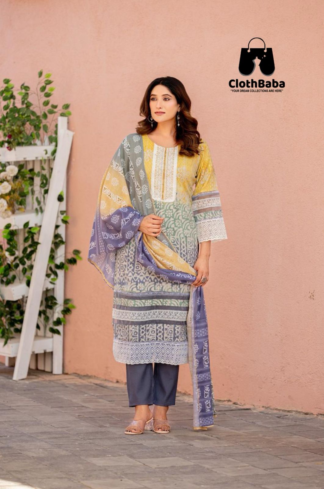 Premium Weaving Cotton Batiq Print Readymade Suit with Mal Cotton Dupatta 