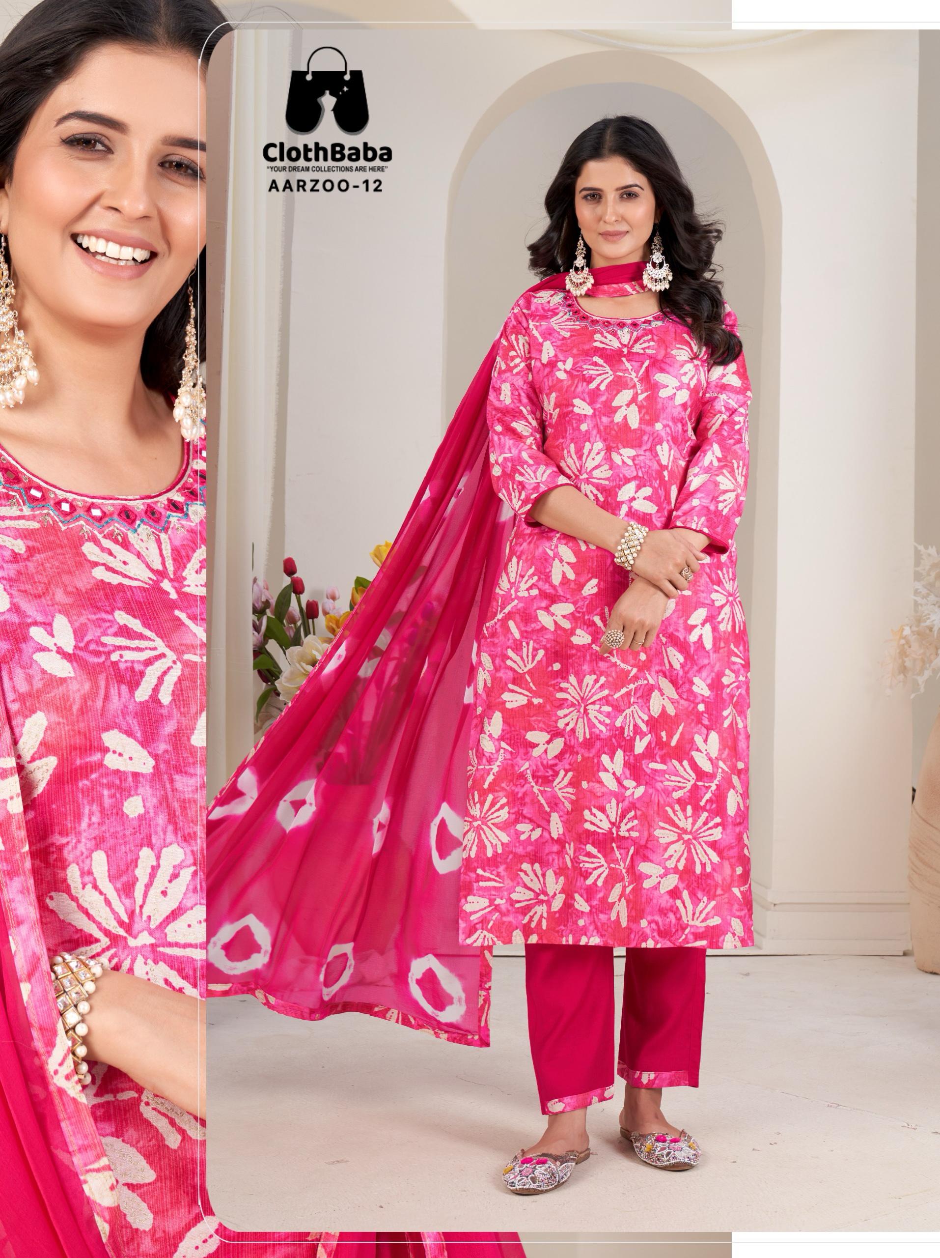 Vertican Fabric Readymade Suit with Shibori Dupatta