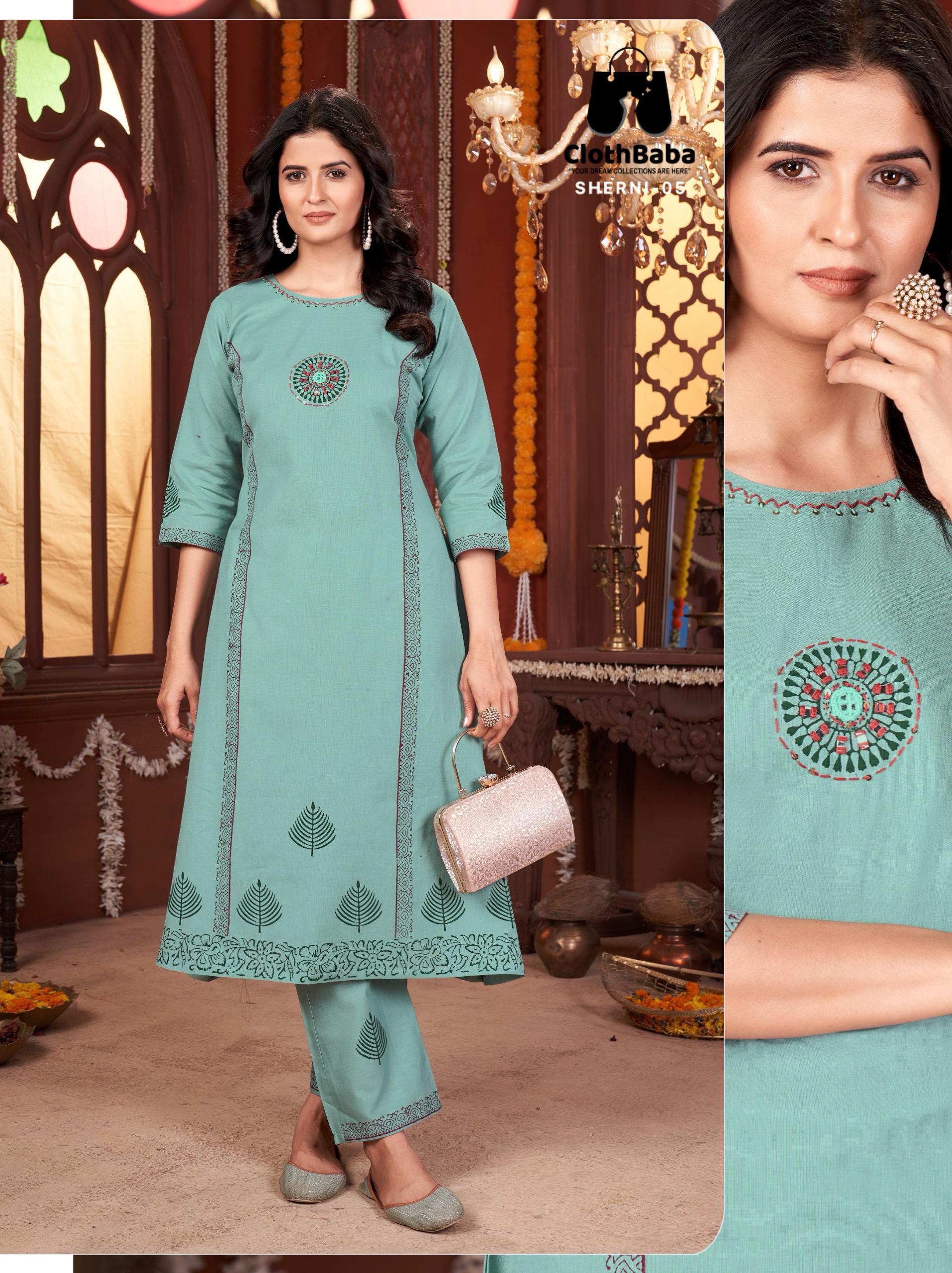 Hand Embroidered Cotton Flex Readymade Suit