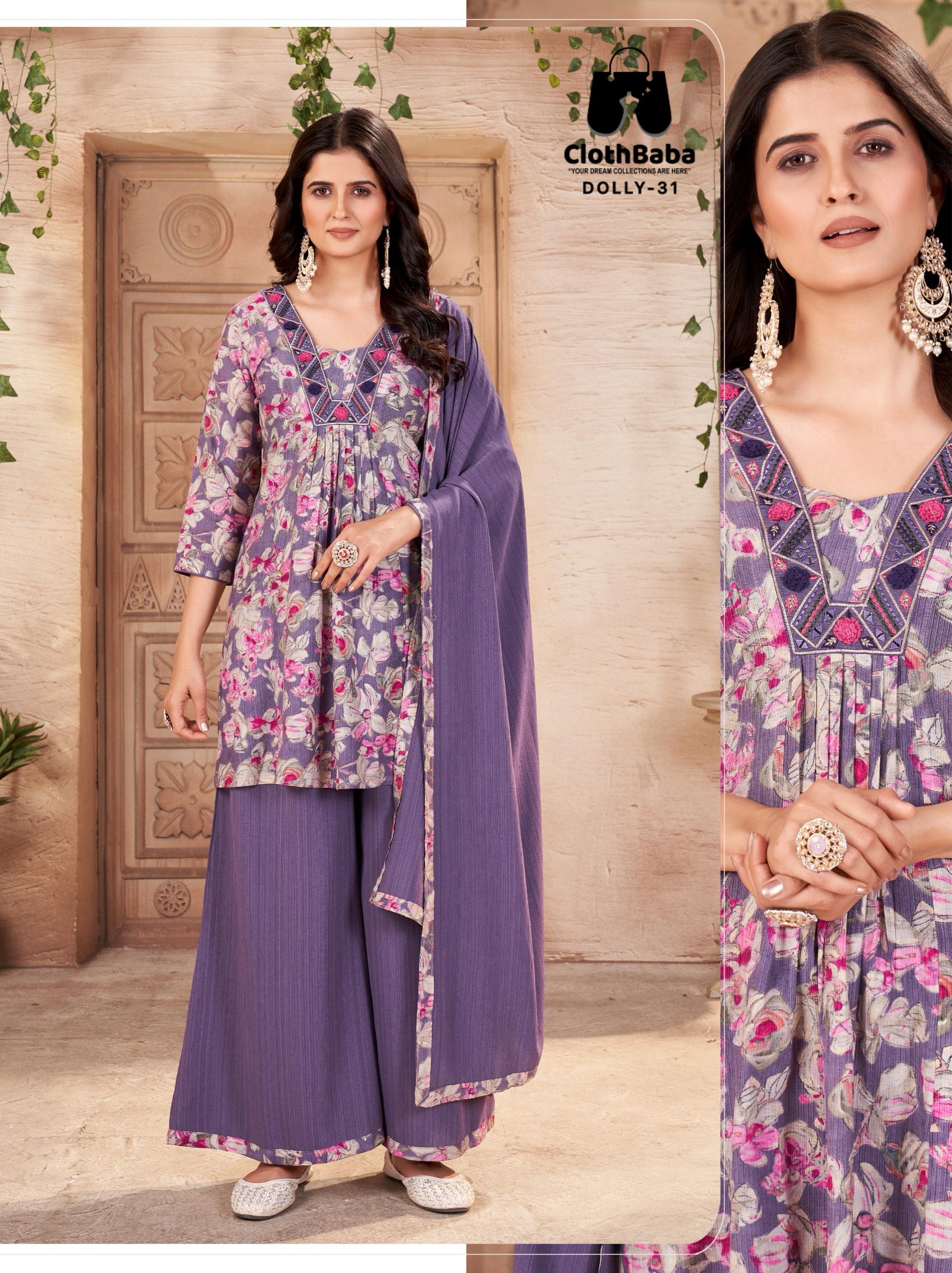 Wrinkle Viscose Readymade Suit with Nazneen Dupatta