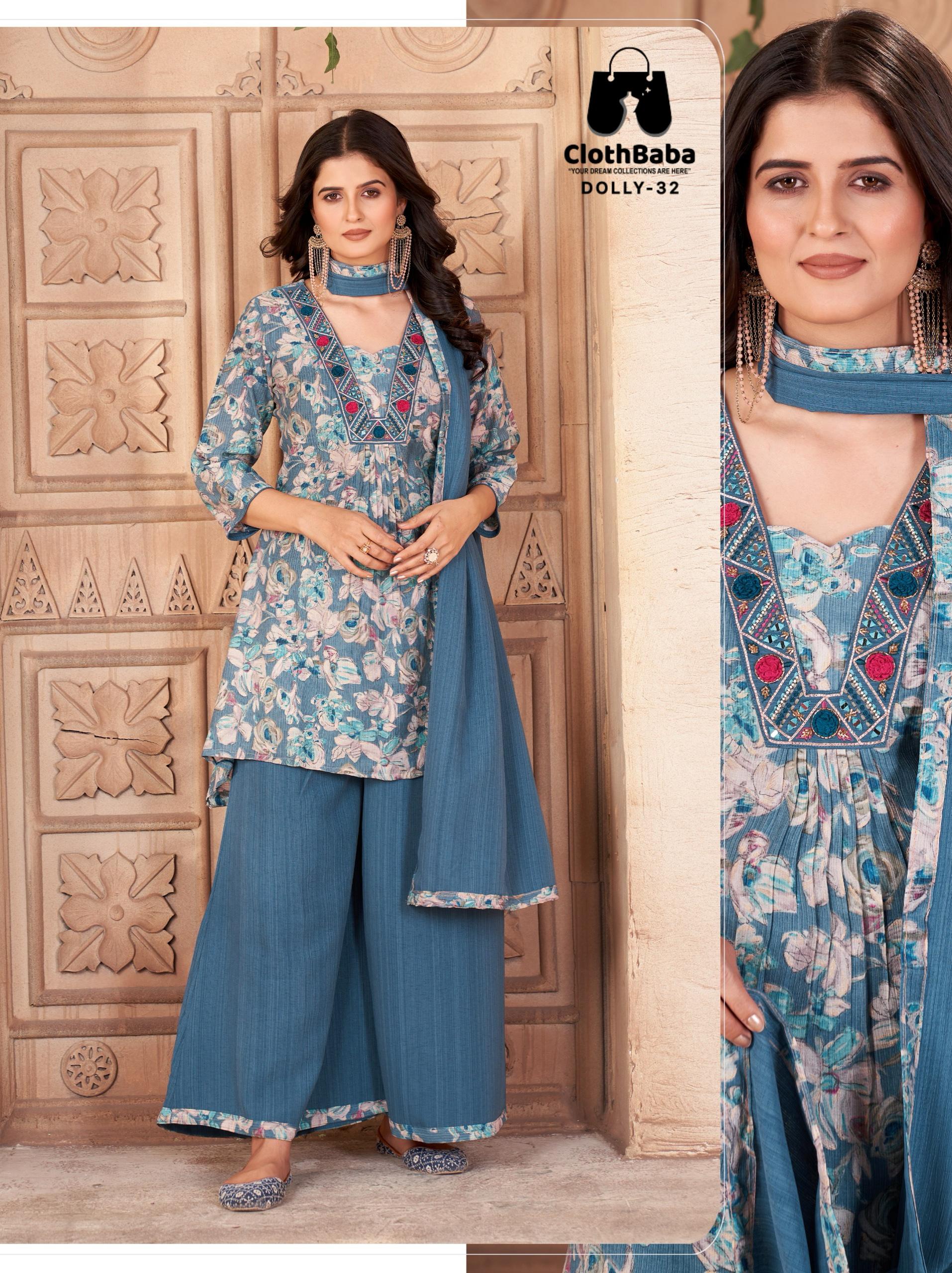 Wrinkle Viscose Readymade Suit with Nazneen Dupatta
