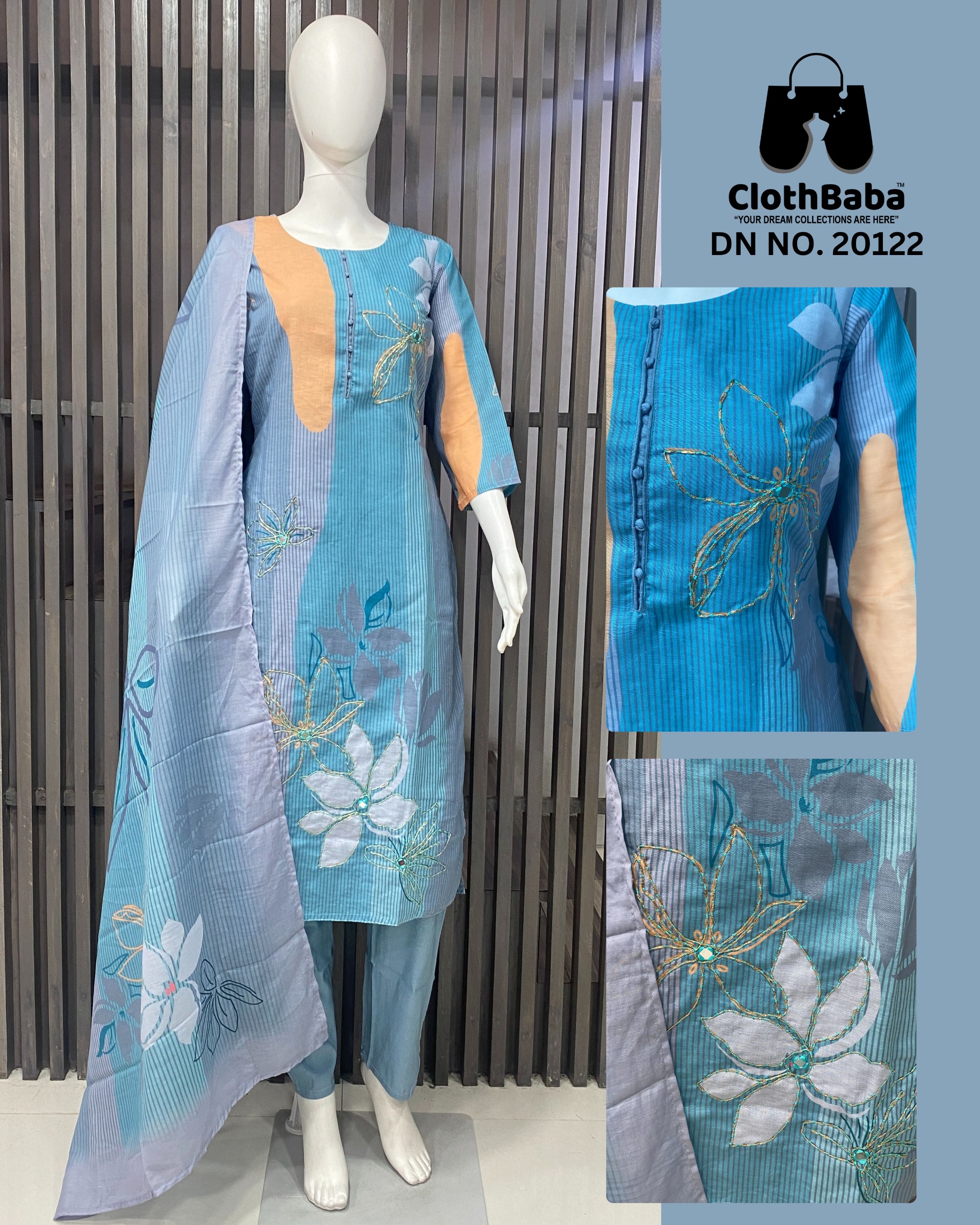 Premium Linen Readymade Suits with Handwork