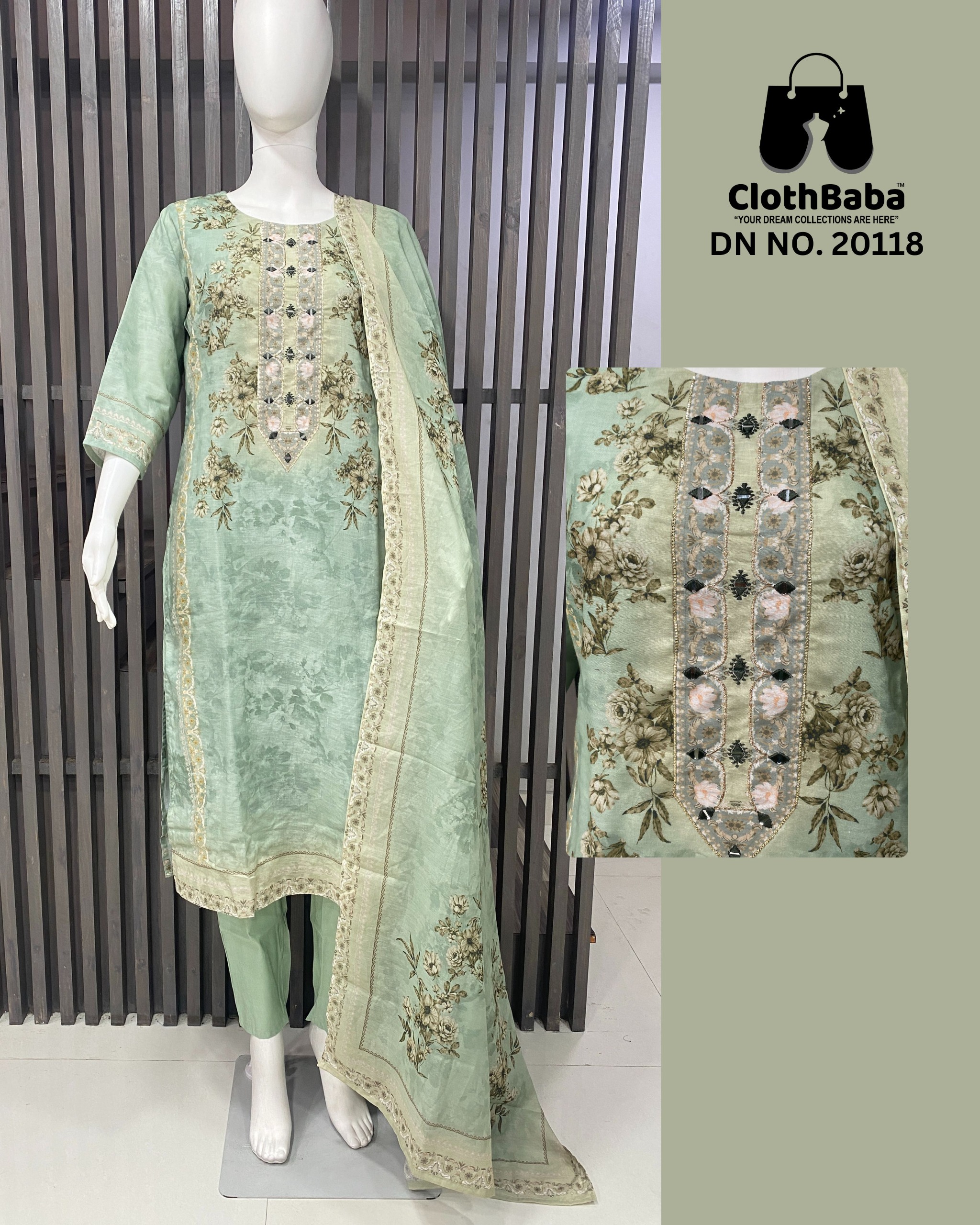 Elegant Linen Readymade Suit with Hand Work