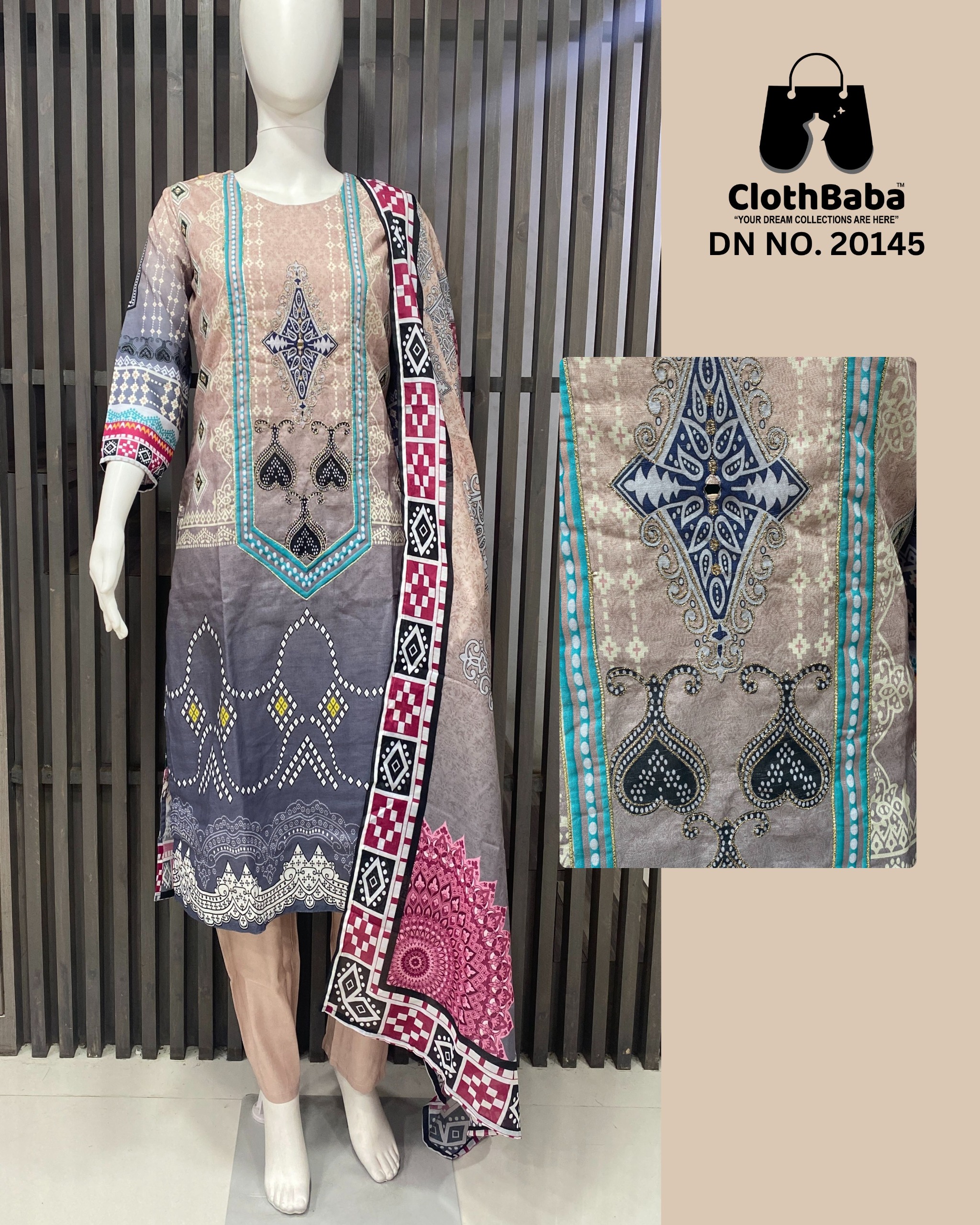Elegant Linen Pakistani Style Readymade Suit