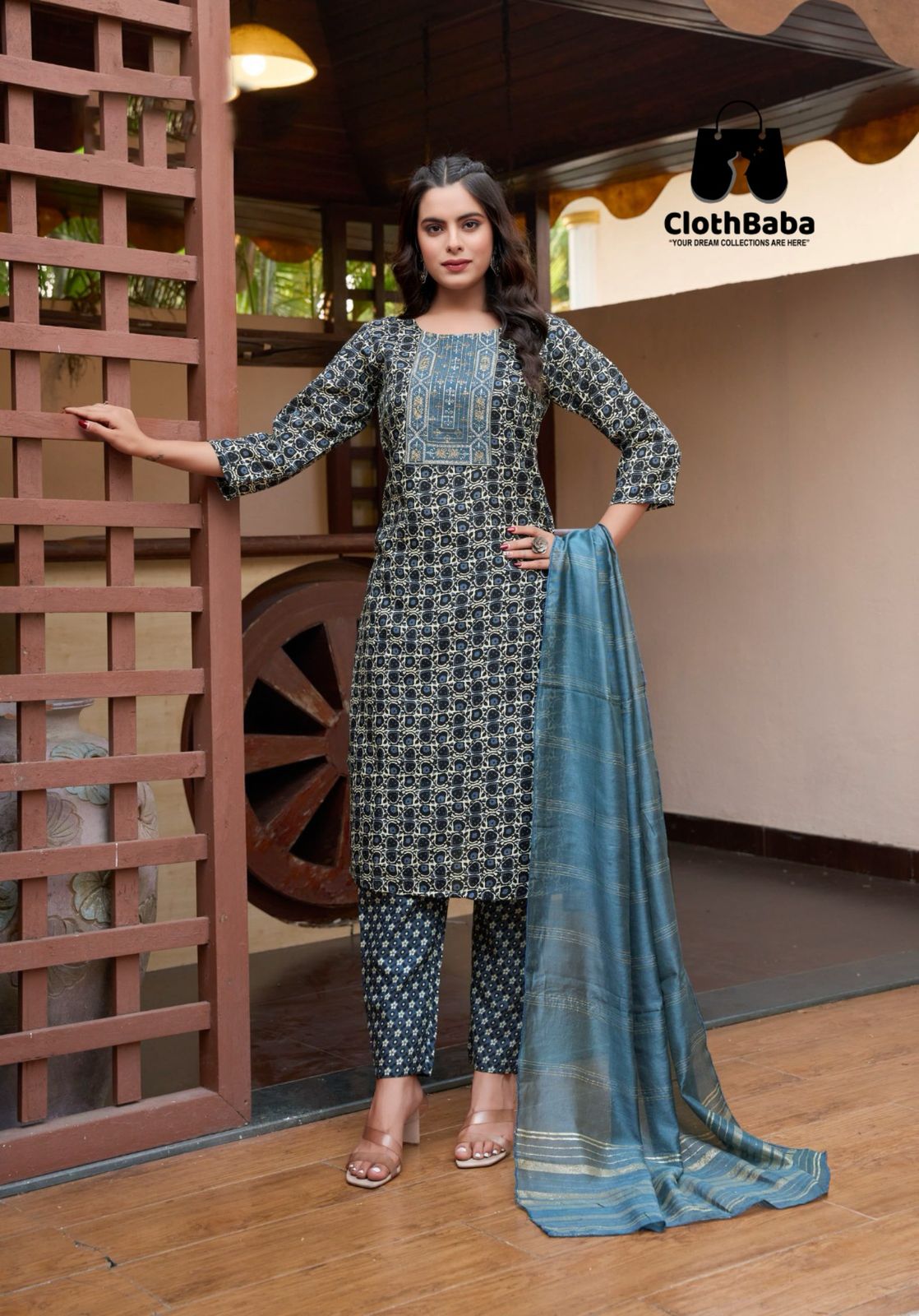 Capsule Foil Print Readymade Suits with Fancy Embroidery