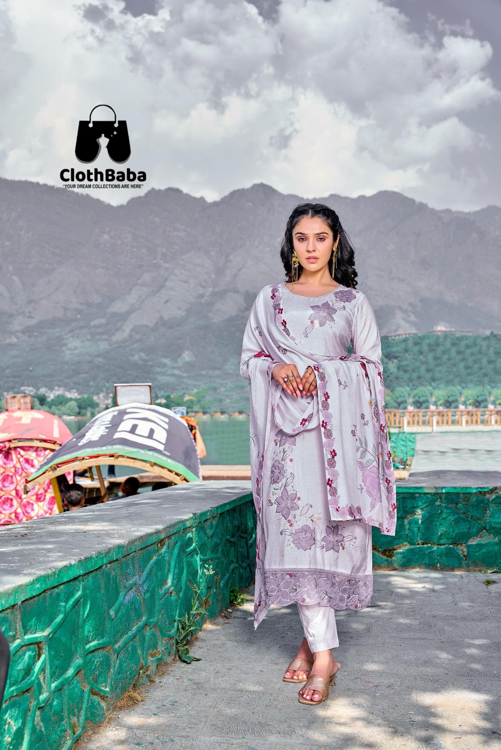 Ethnic Readymade Suit in Pure Muslin with Dupatta