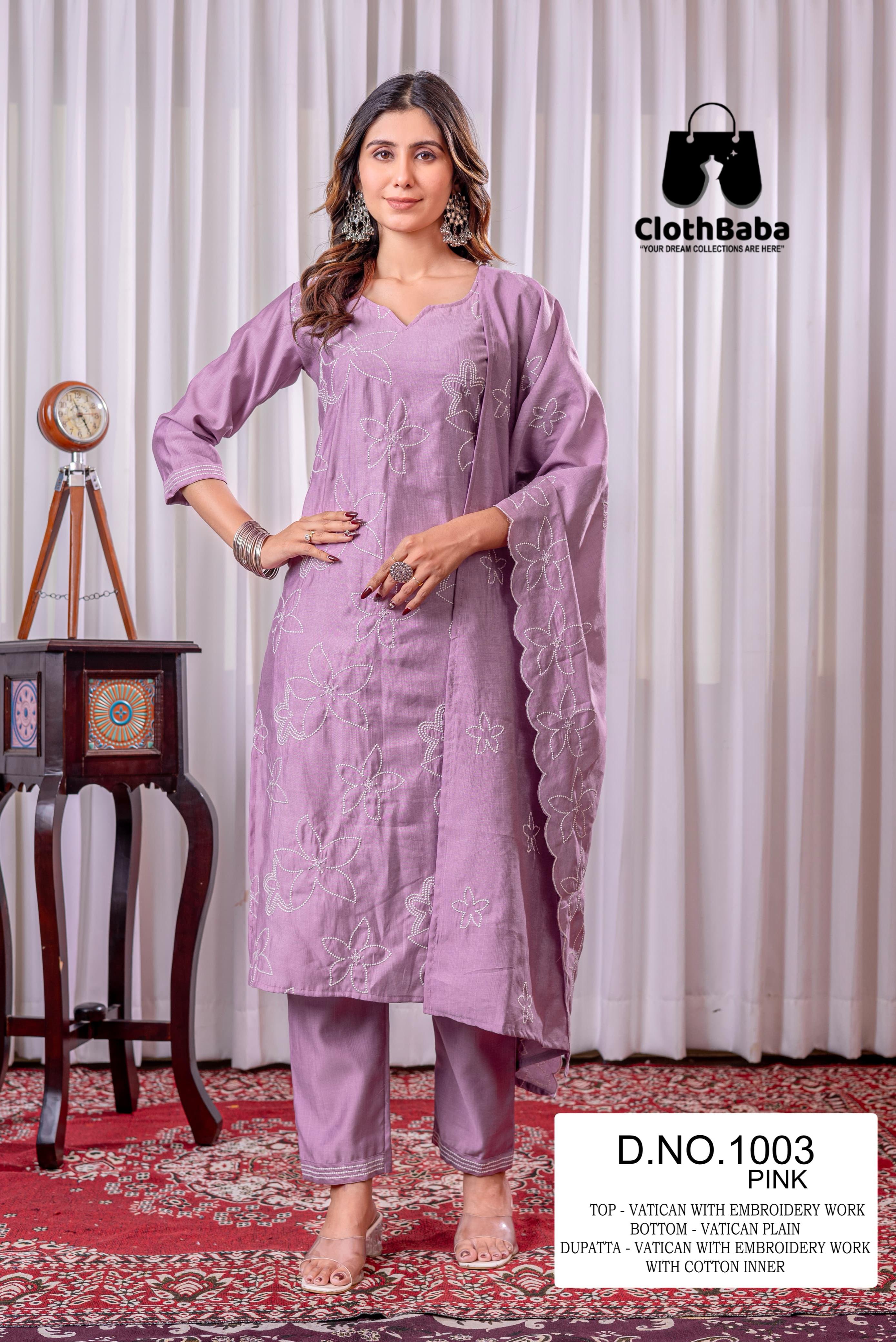 Elegant Vatican Silk Embroidered Suit Set 