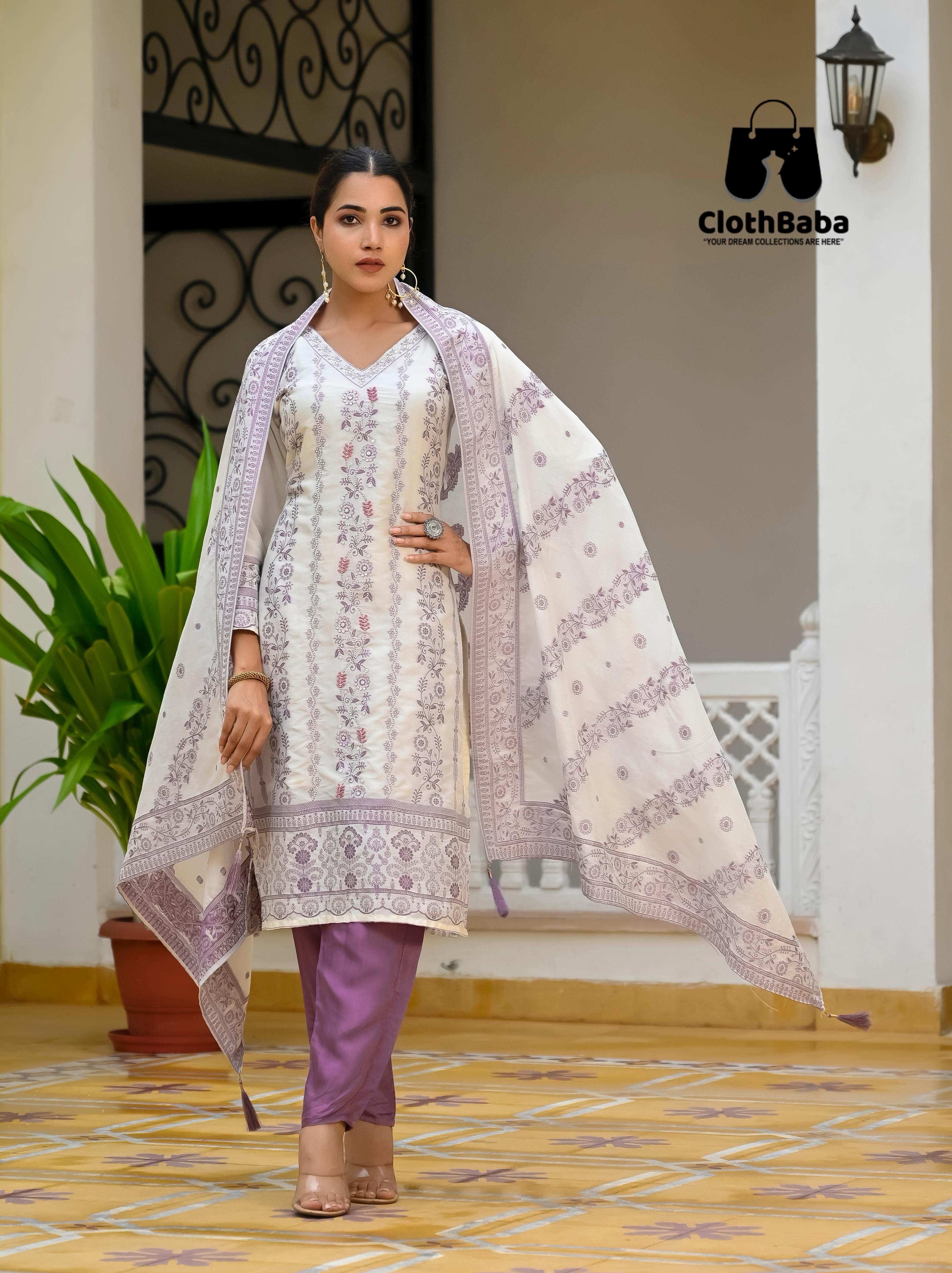 Stylish Jacquard Work Readymade Suit for Ladies 