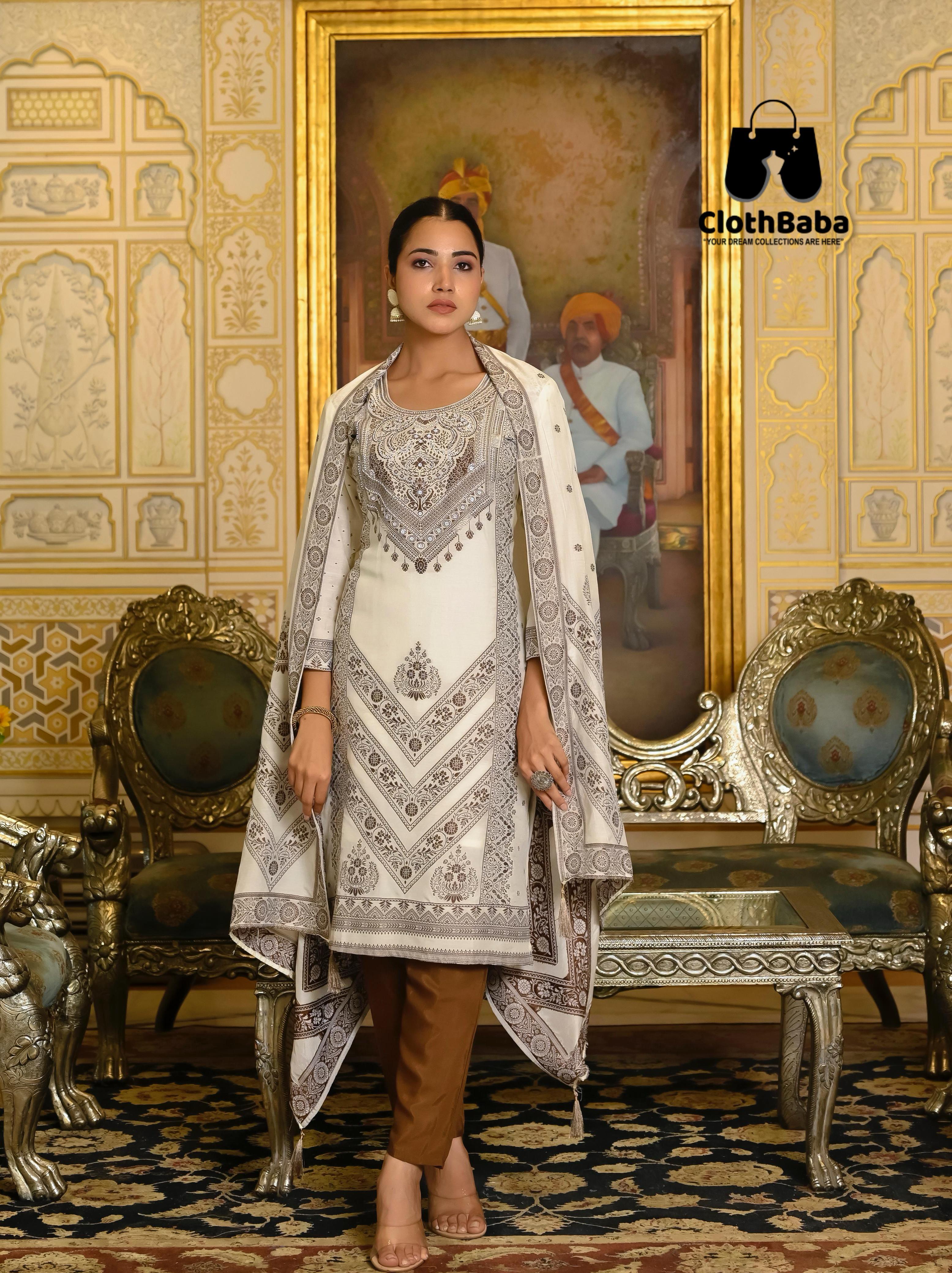 Premium Jacquard Readymade Suit with Handwork for Women