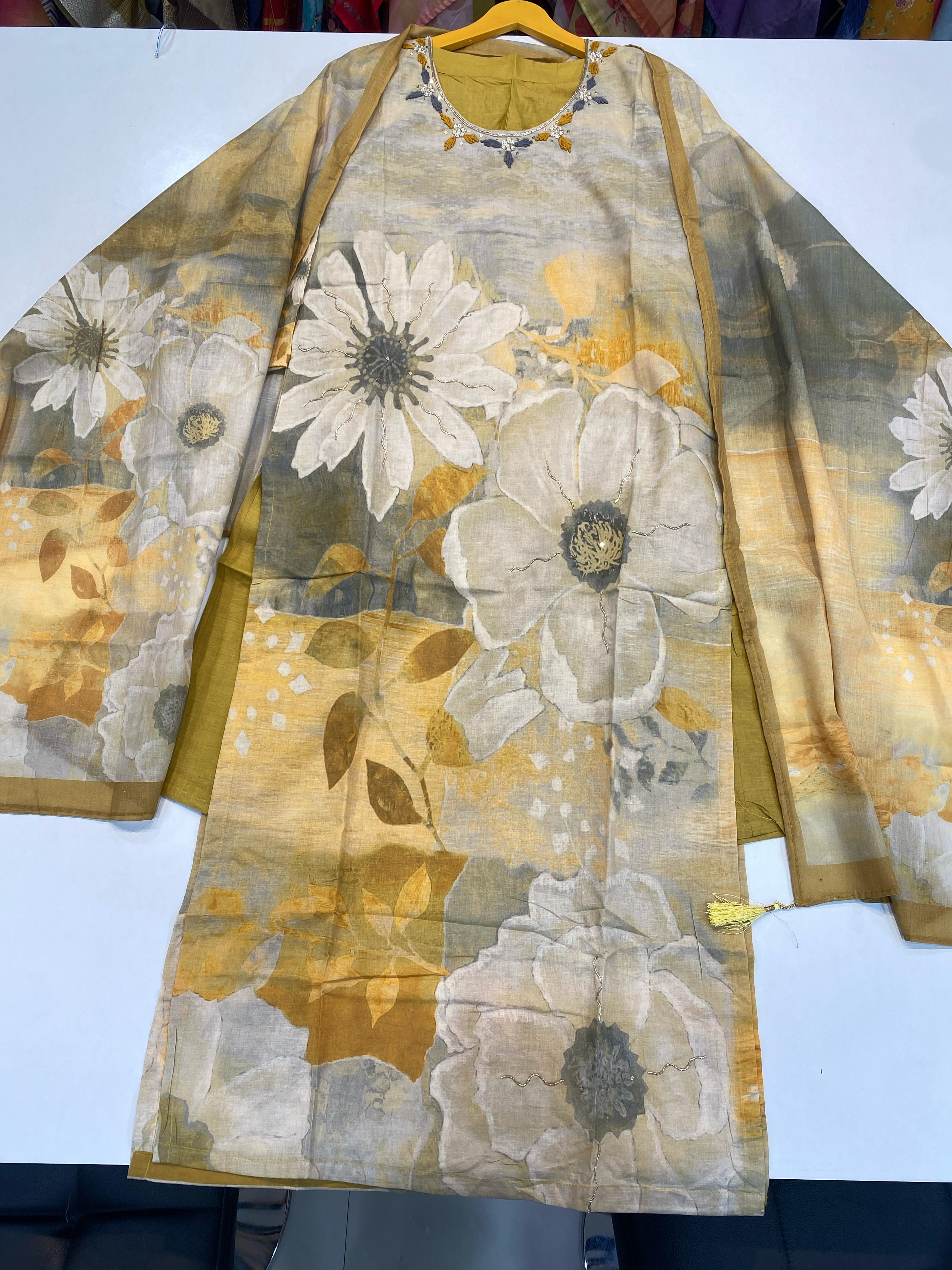 Pure Cambric Cotton Print Readymade Suit with 