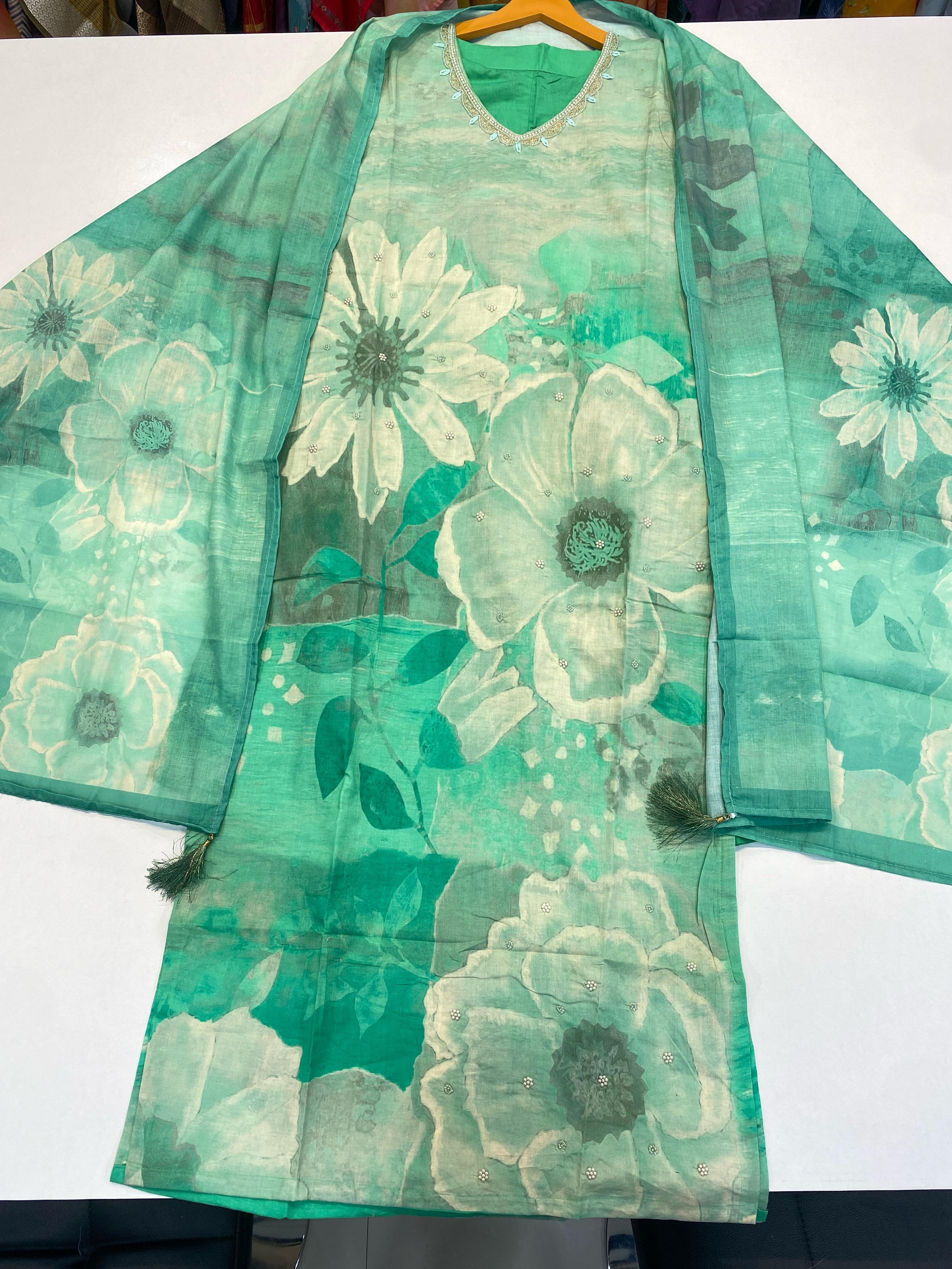 Pure Cambric Cotton Print Readymade Suit with 